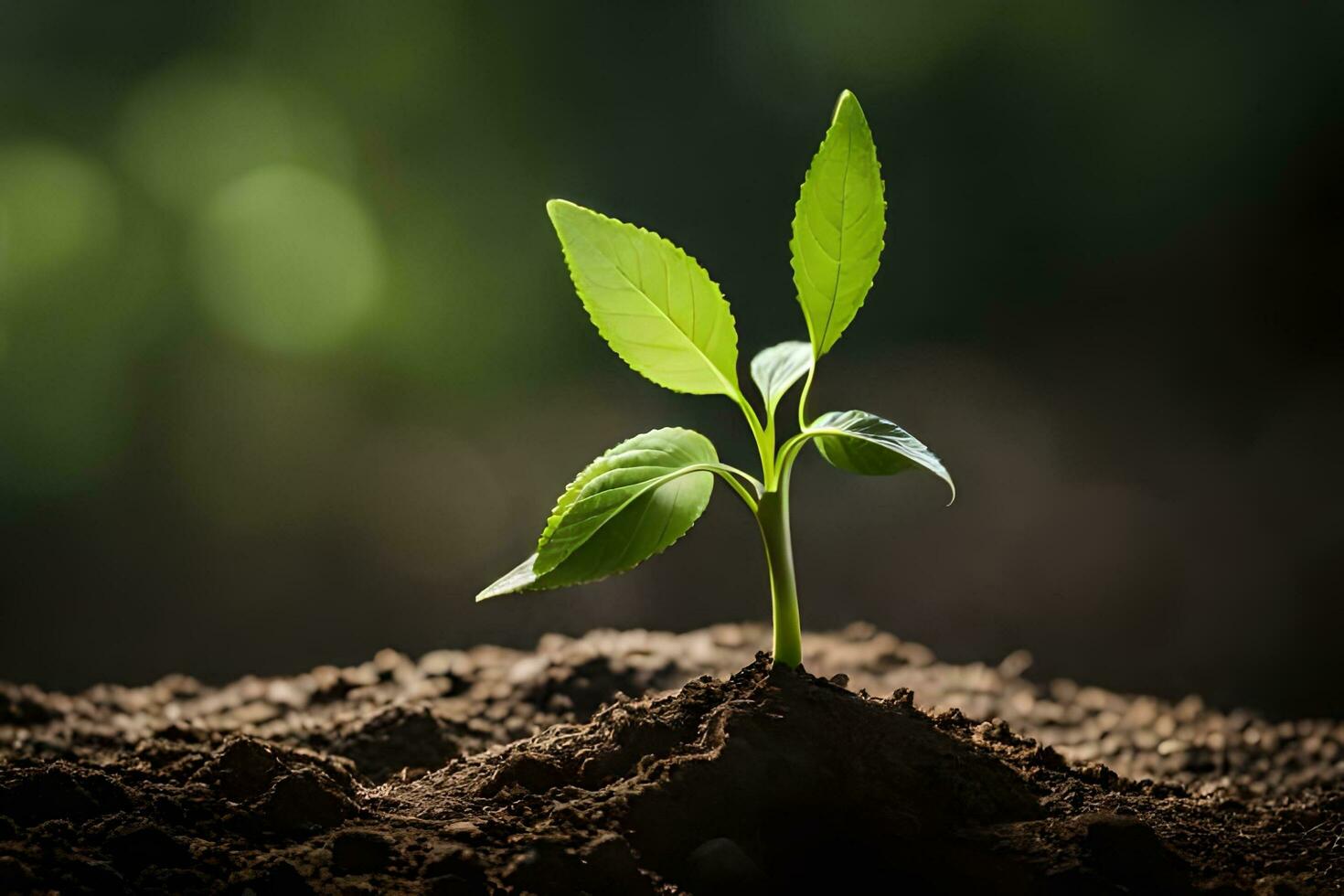 un joven planta brotante desde el suelo. generado por ai foto