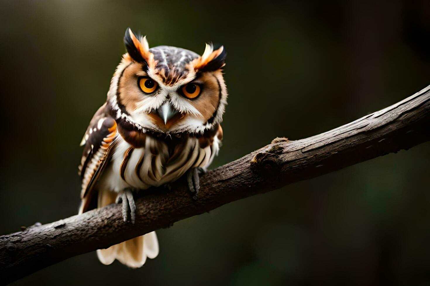 an owl is sitting on a branch. AI-Generated photo