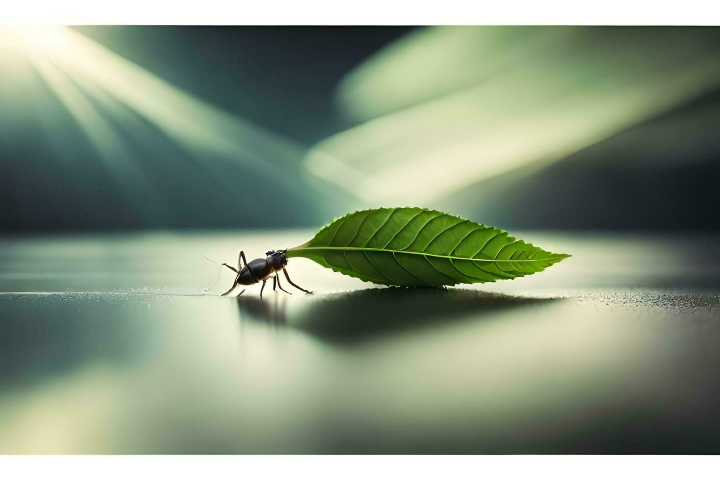 a bug on a leaf with sunlight shining through. AI-Generated photo