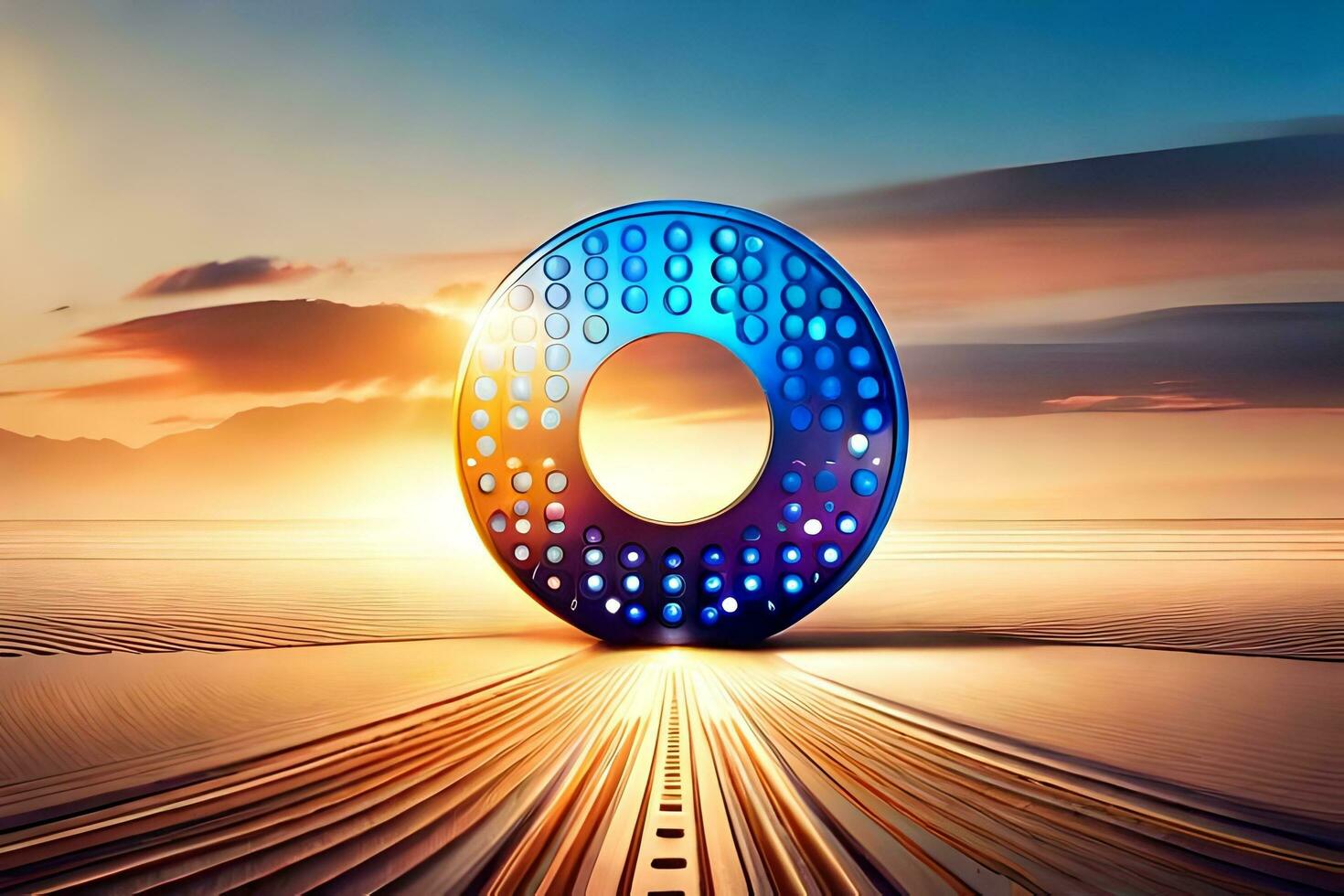 a blue and orange circle with a dot in the middle. AI-Generated photo