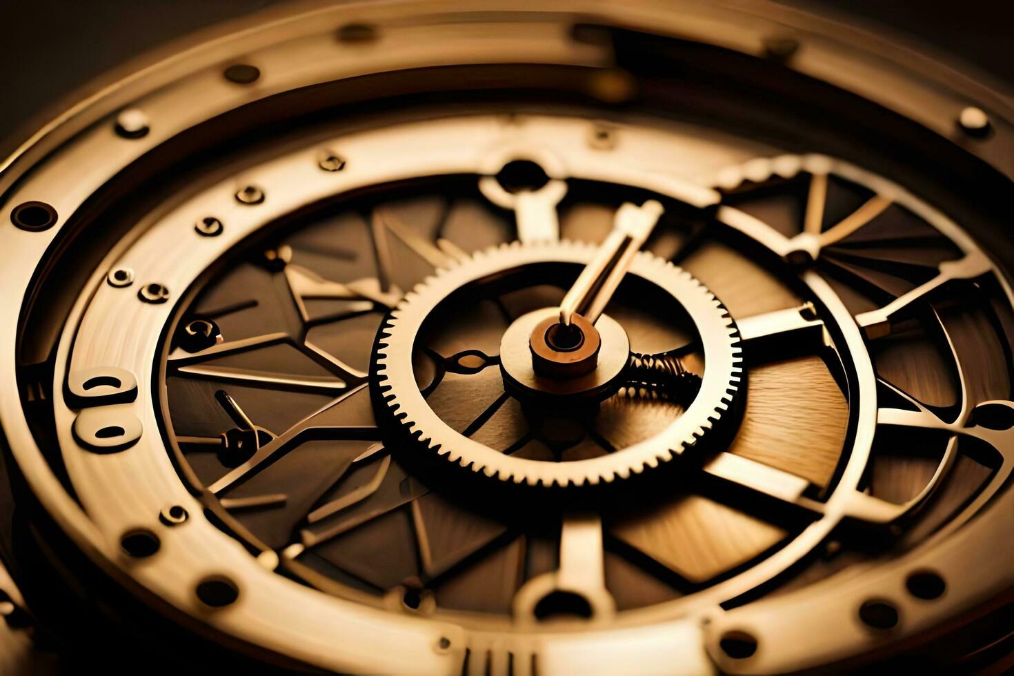 a close up of a watch with a clock face. AI-Generated photo