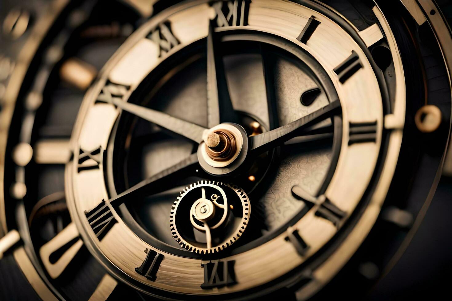 close up of a gold watch with roman numerals. AI-Generated photo