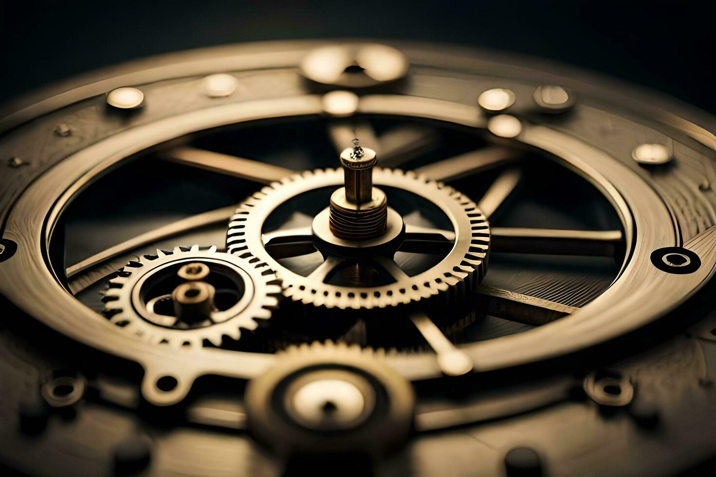 close up of a clockwork mechanism. AI-Generated photo
