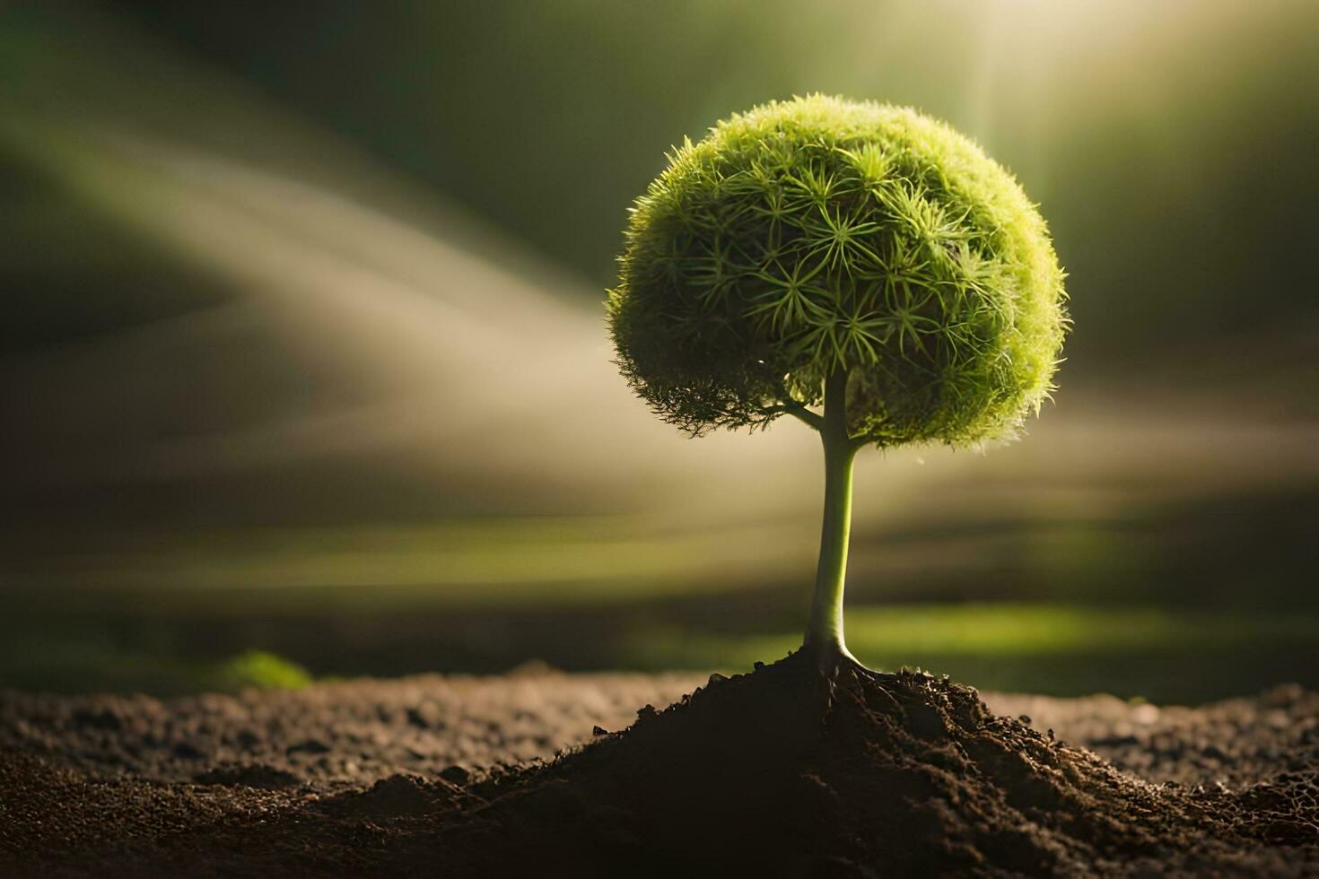 un pequeño árbol creciente fuera de el suelo. generado por ai foto