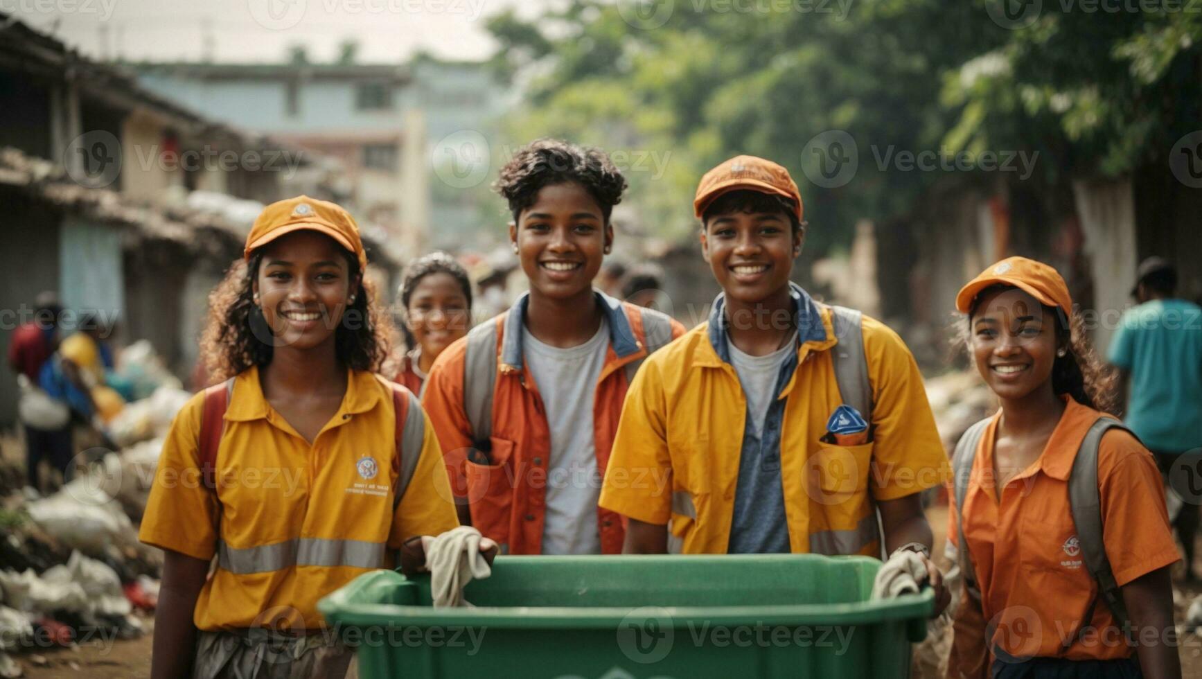 Team of young and diversity volunteer worker group. Ai Generated photo