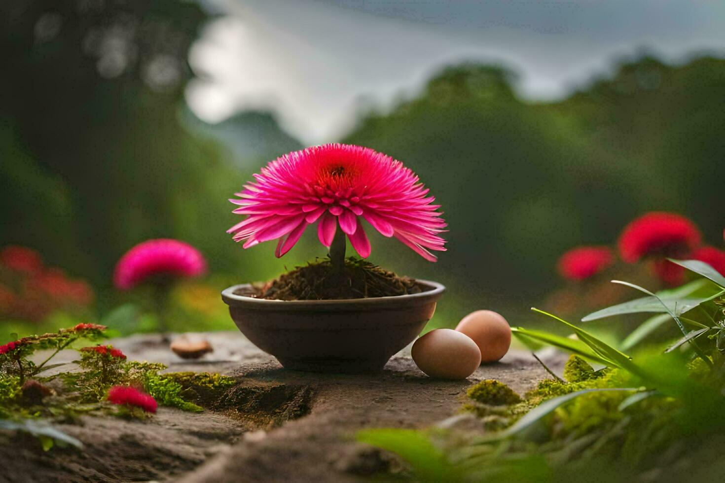 photo wallpaper the sky, flowers, nature, the garden, the flowers, the flowers, the. AI-Generated