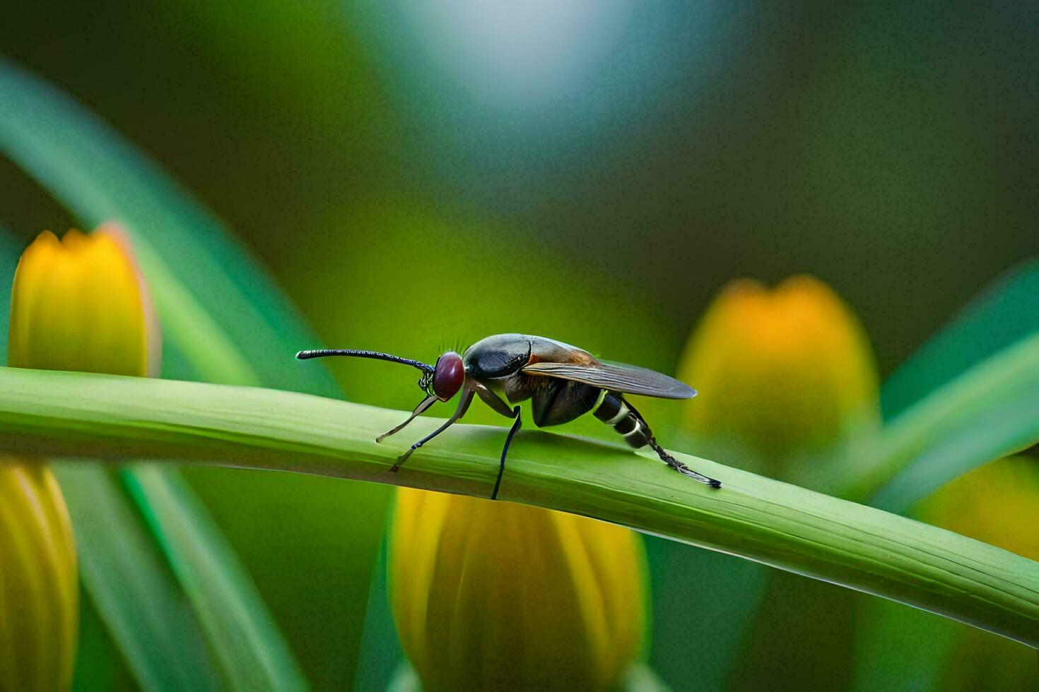 un avispa en un flor. generado por ai foto