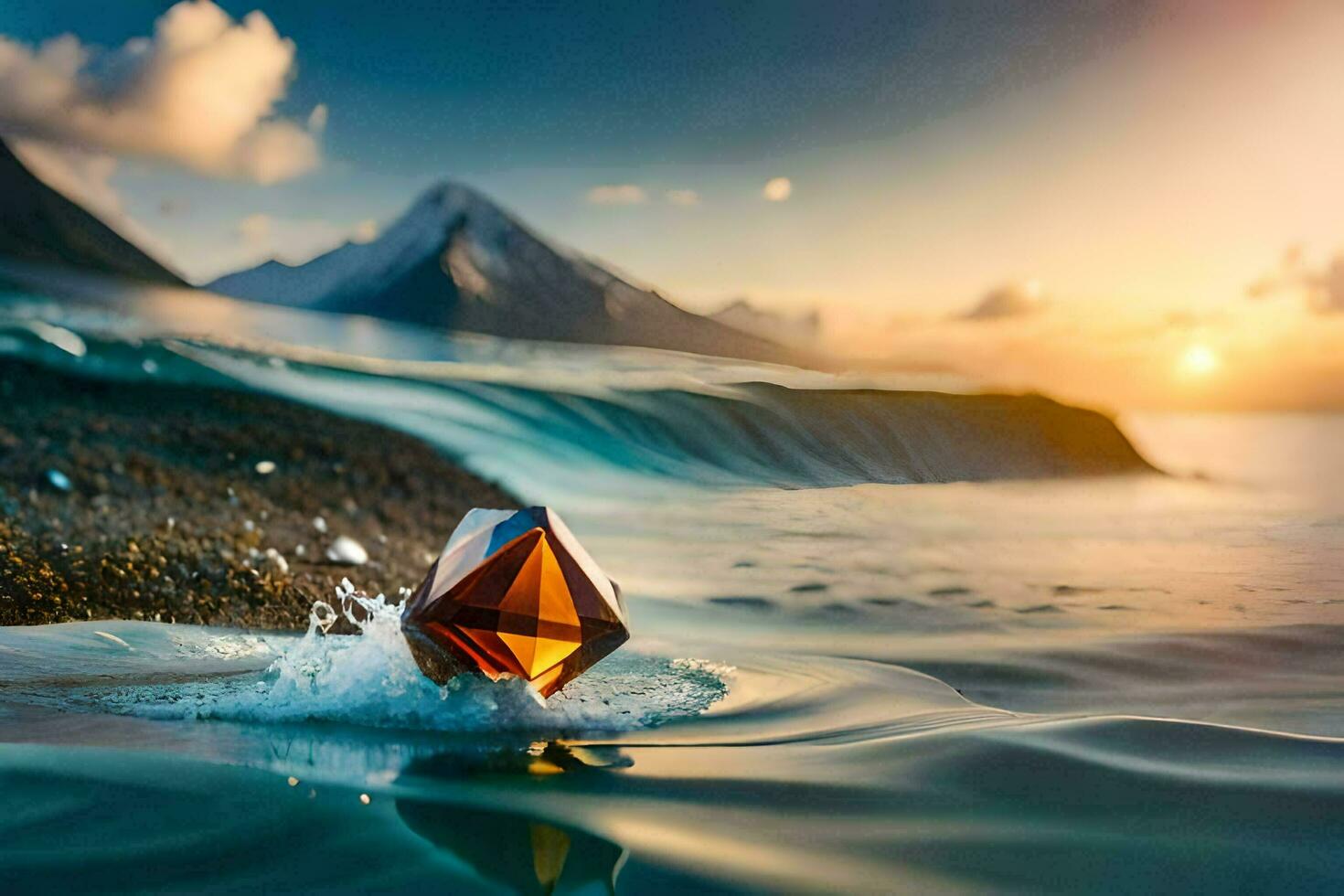a diamond in the sea. AI-Generated photo