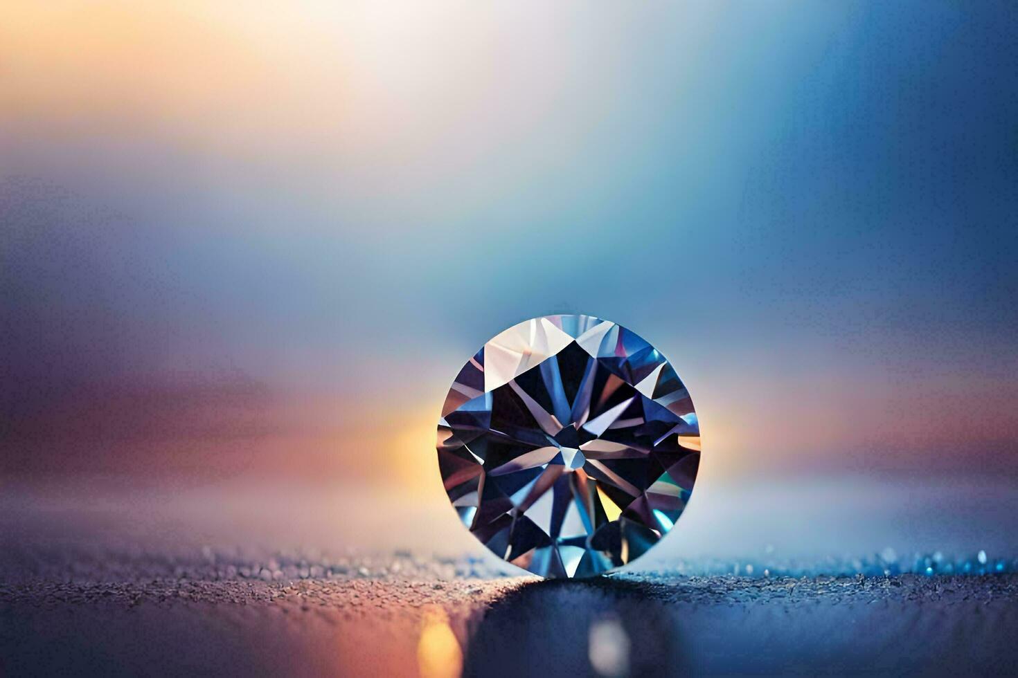 a diamond on a table with a blue background. AI-Generated photo