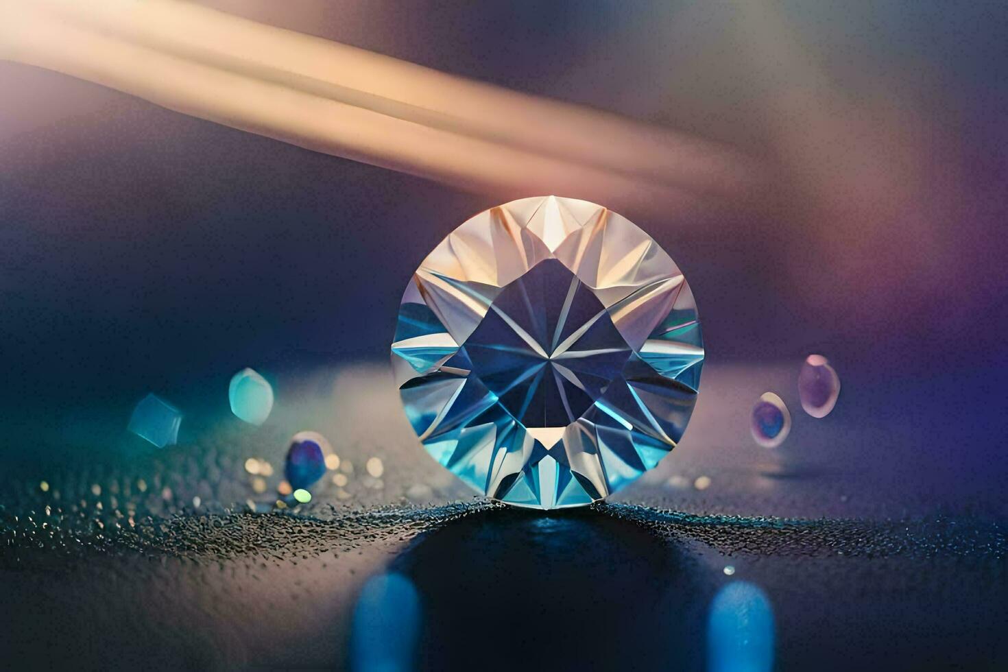 a diamond on a table with water droplets. AI-Generated photo