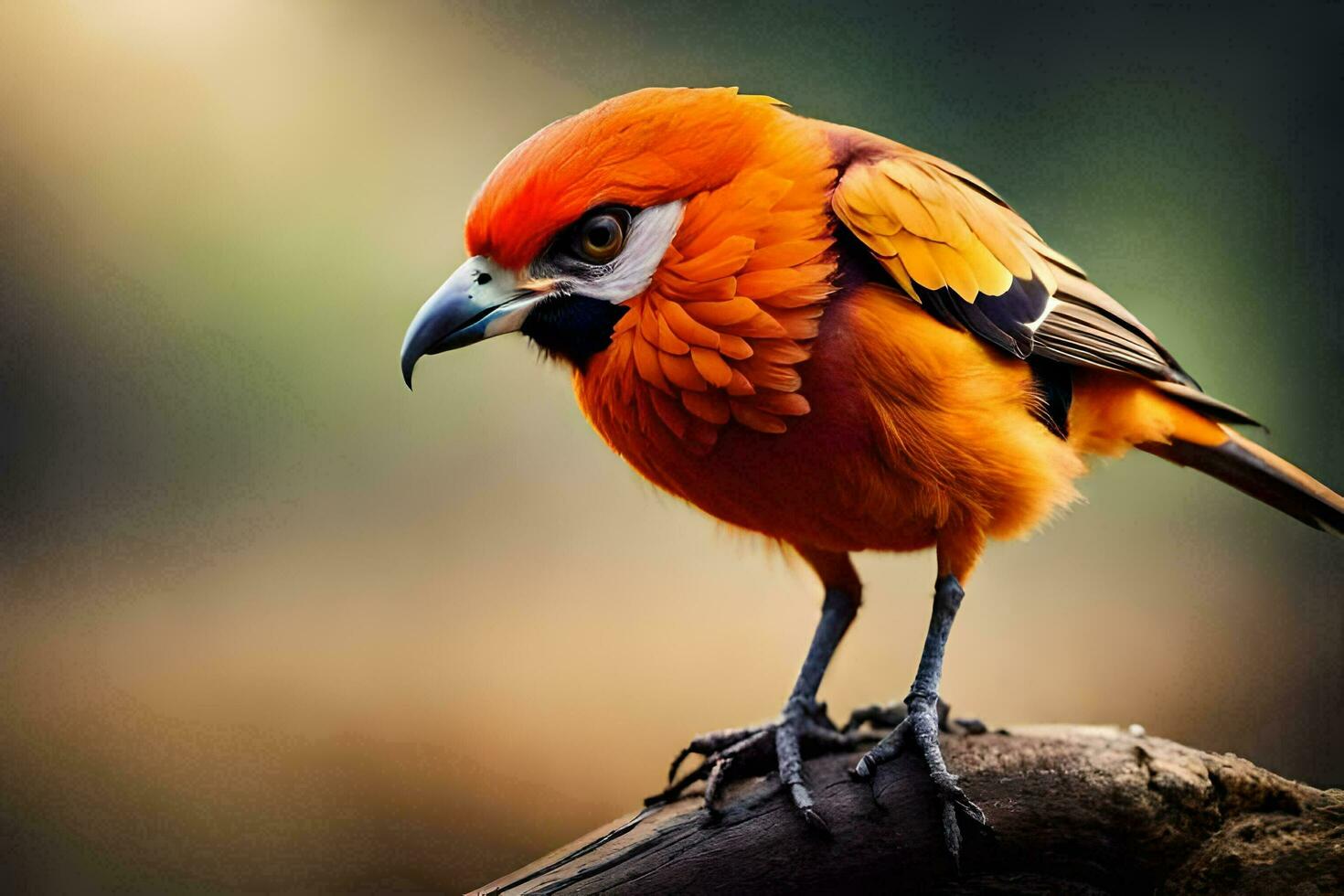 a colorful bird is sitting on a branch. AI-Generated photo