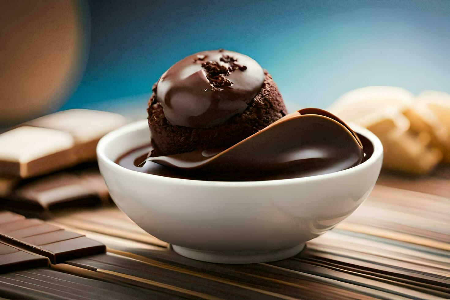 chocolate cake with a spoon. AI-Generated photo