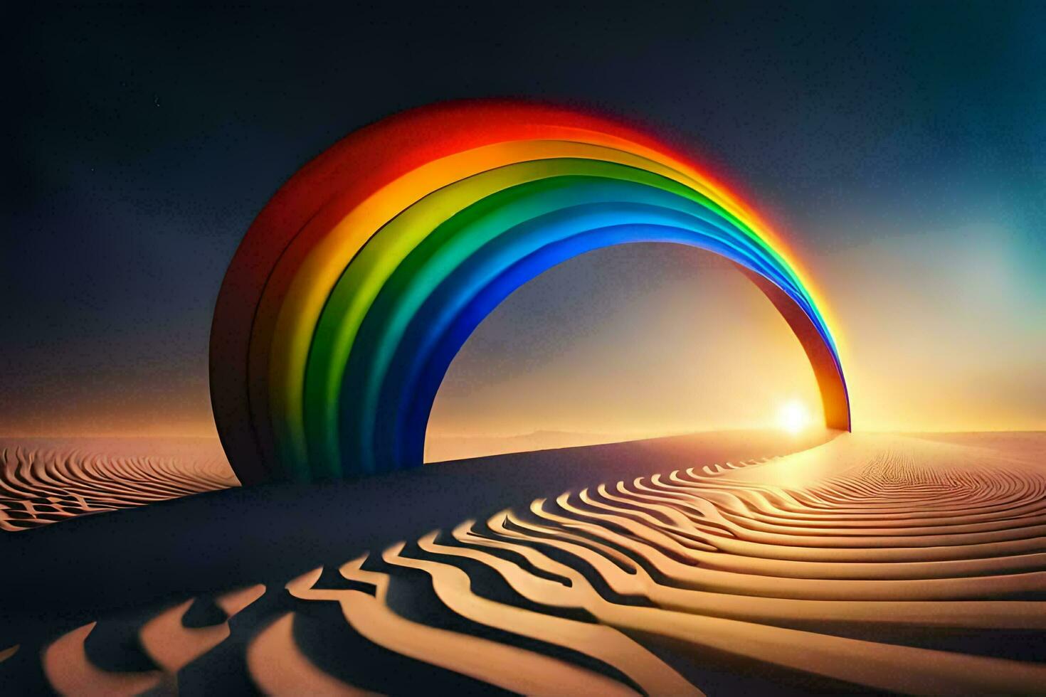 rainbow, the desert, sand, the sun, hd wallpaper. AI-Generated photo