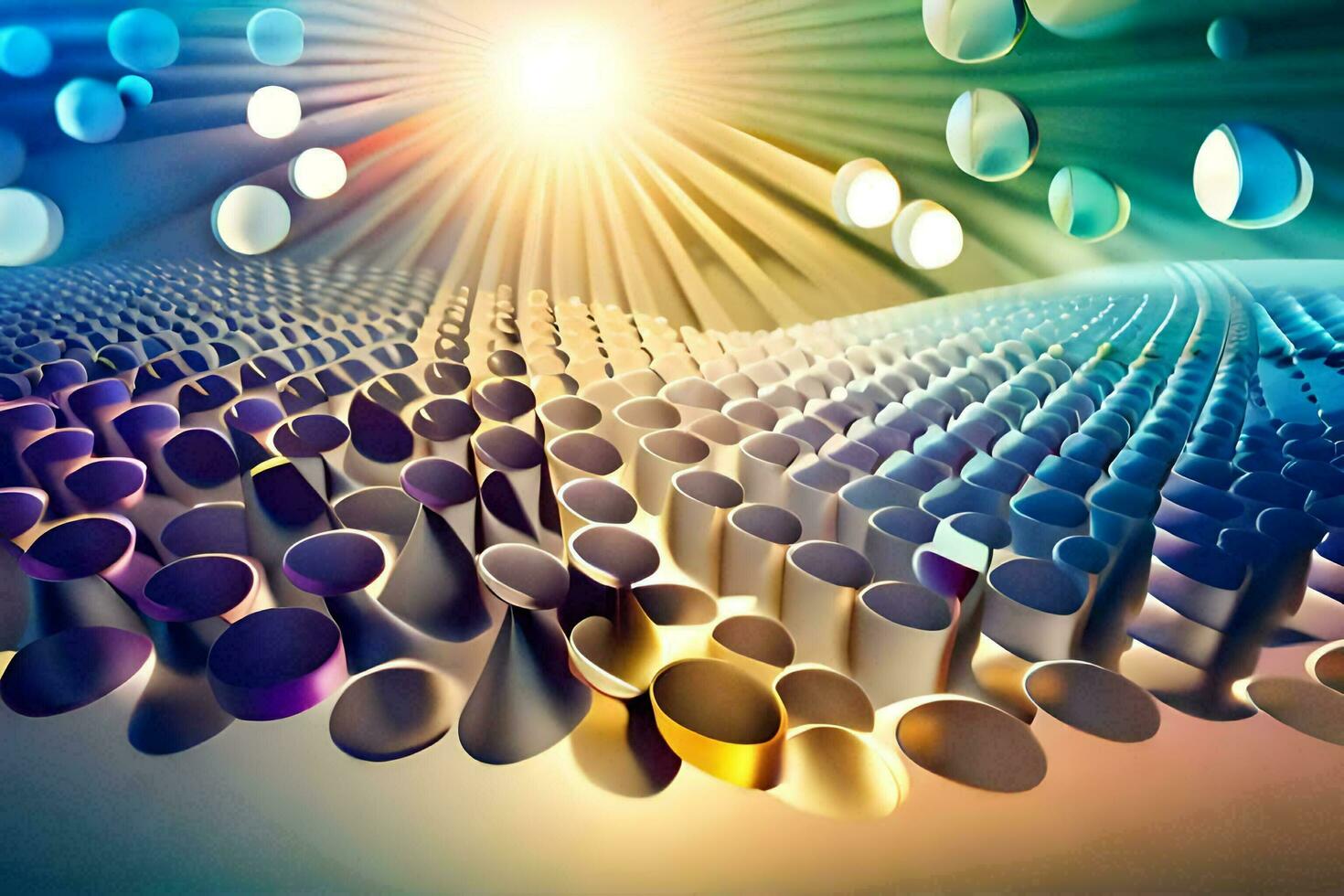 a 3d rendering of a bunch of different colored circles. AI-Generated photo