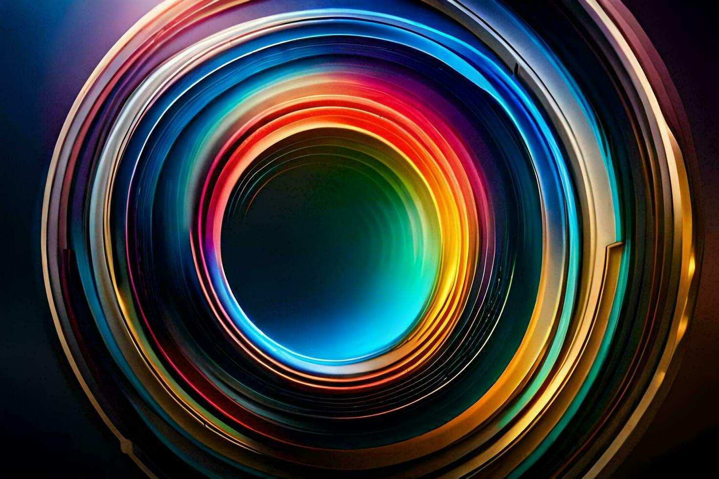 a colorful circular lens with a black background. AI-Generated photo