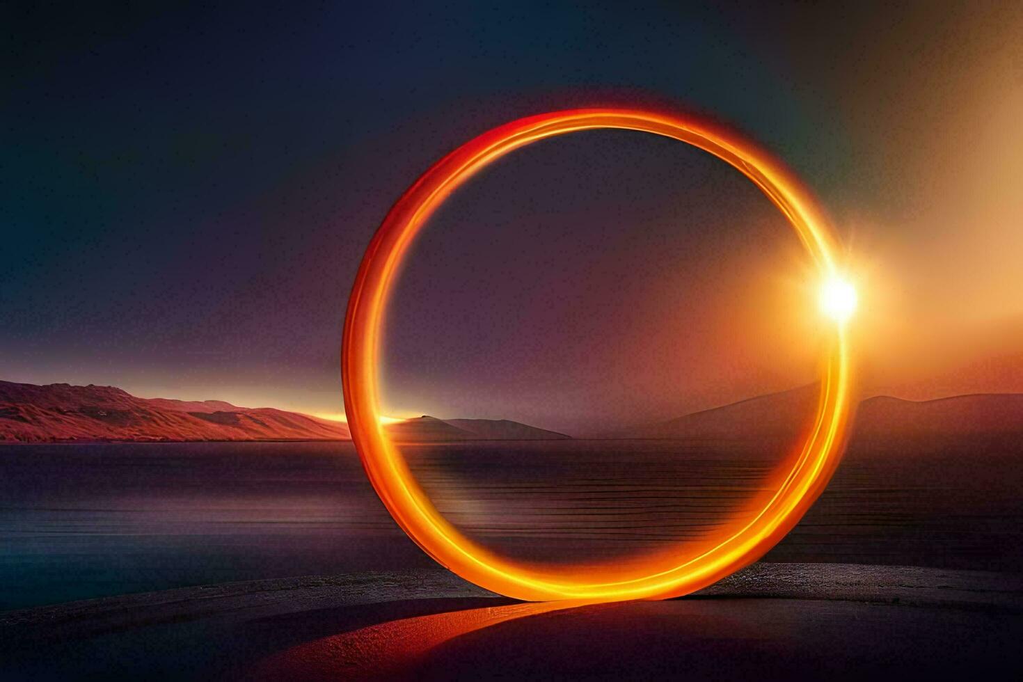 a ring of light is shown in the sky. AI-Generated photo