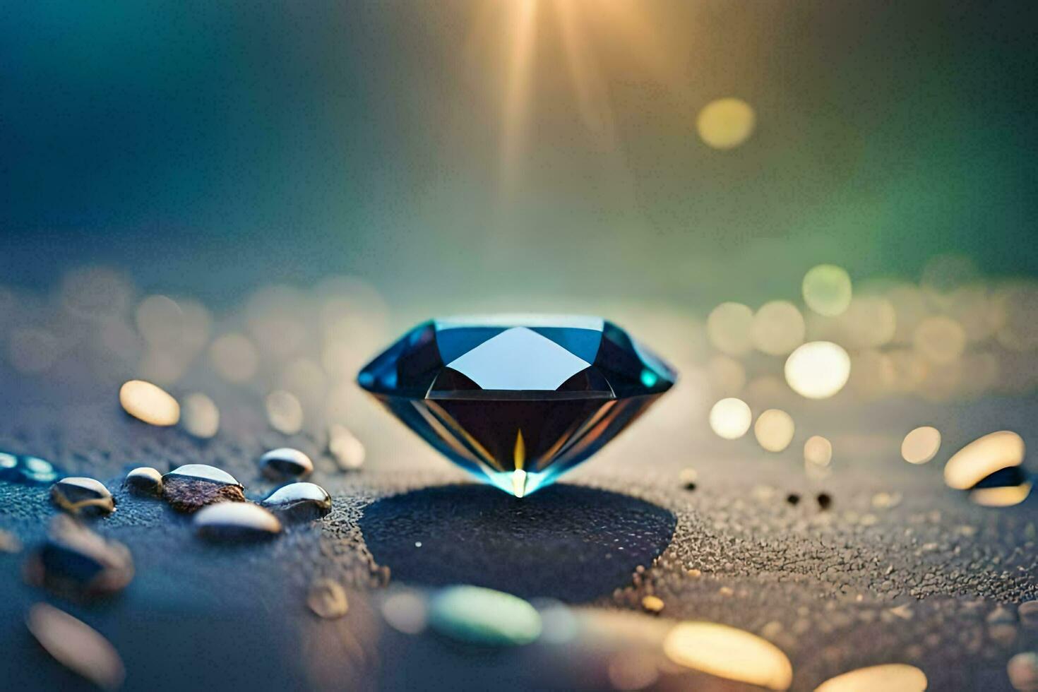 a diamond is shown on a table with other stones. AI-Generated photo