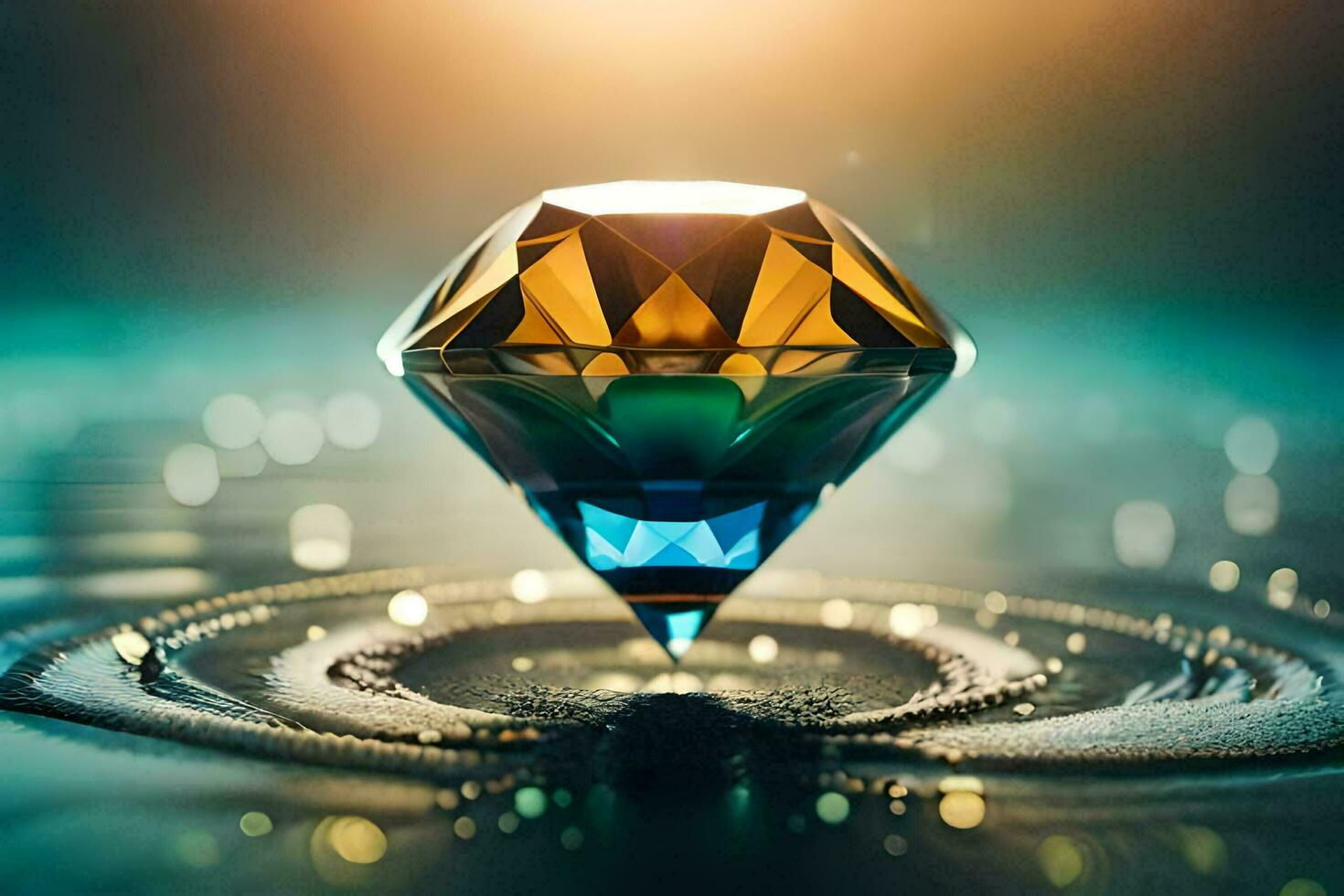 a diamond is shown in the middle of a water droplet. AI-Generated photo