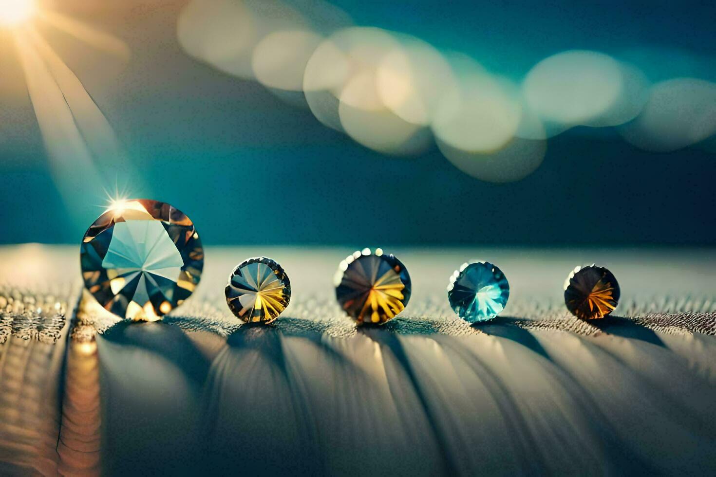 a group of diamonds on a table. AI-Generated photo