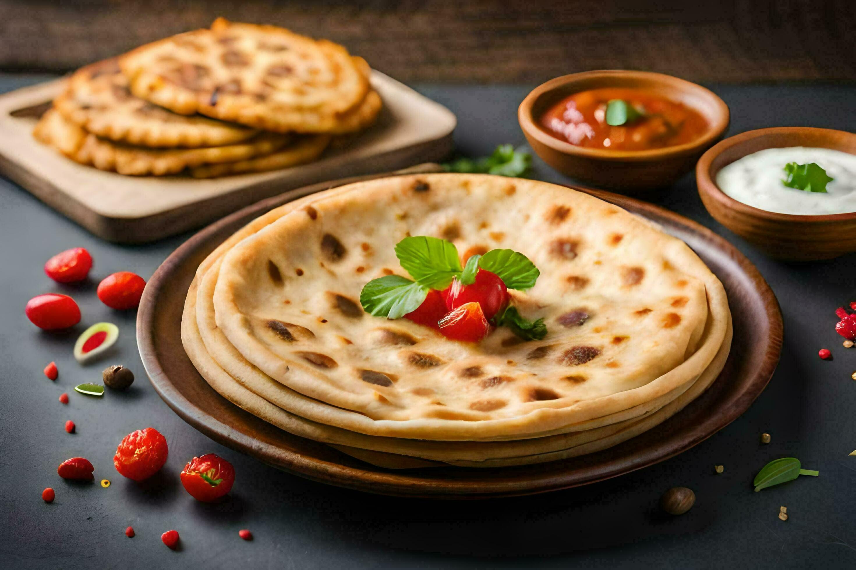 indian flatbreads are a staple in india. AIGenerated 32240192 Stock