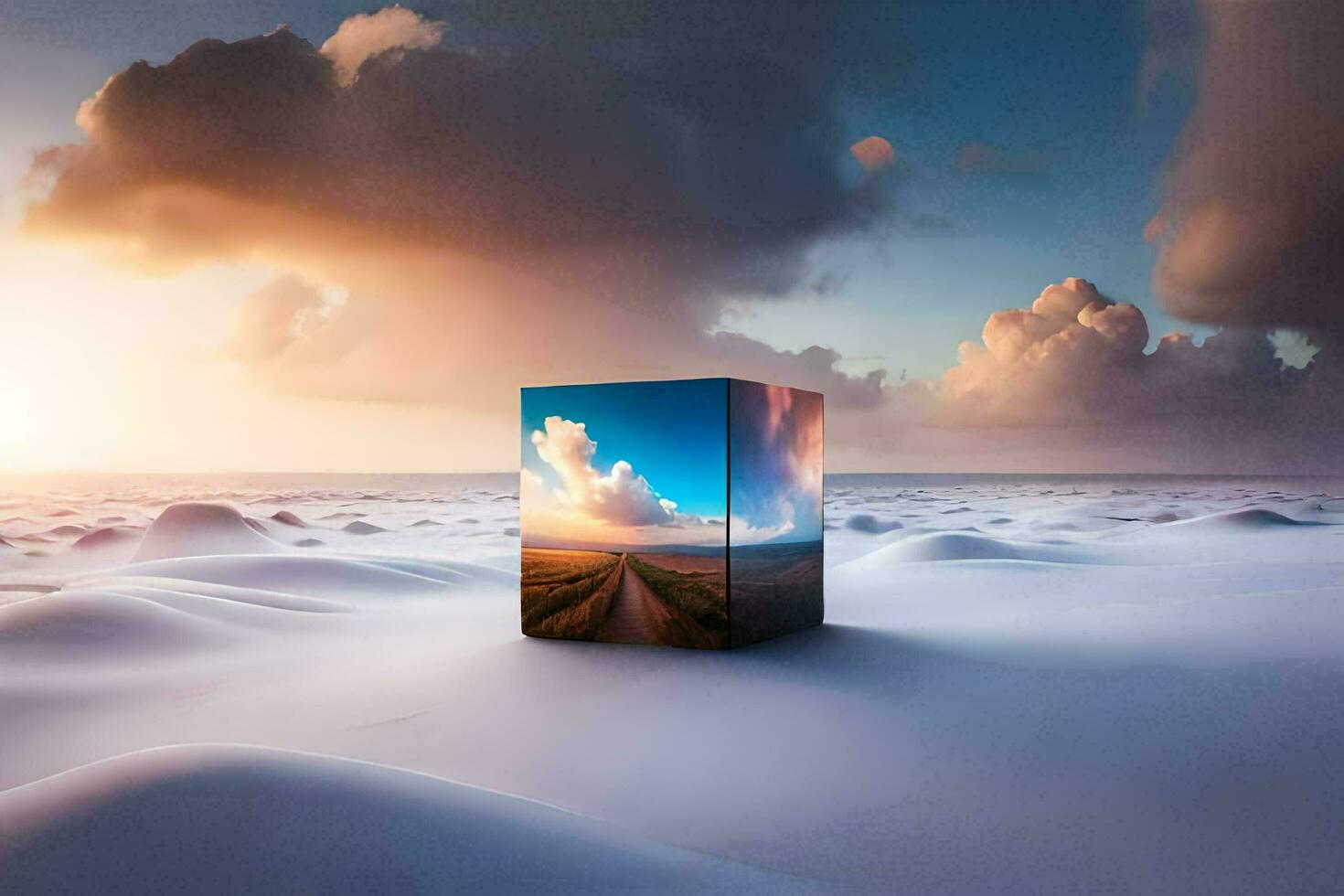 a box with a sky in the background. AI-Generated photo