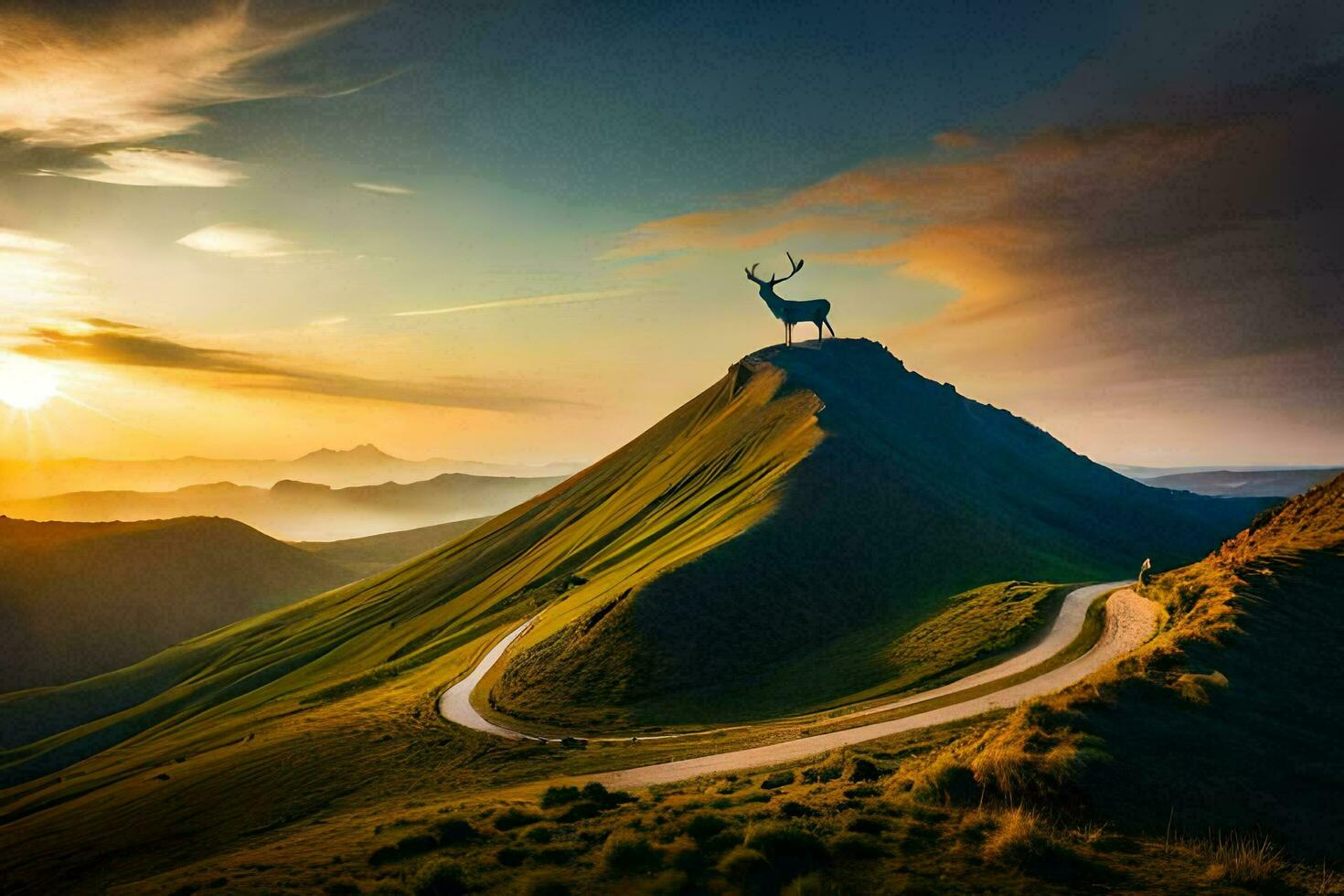the road to the mountain. AI-Generated photo