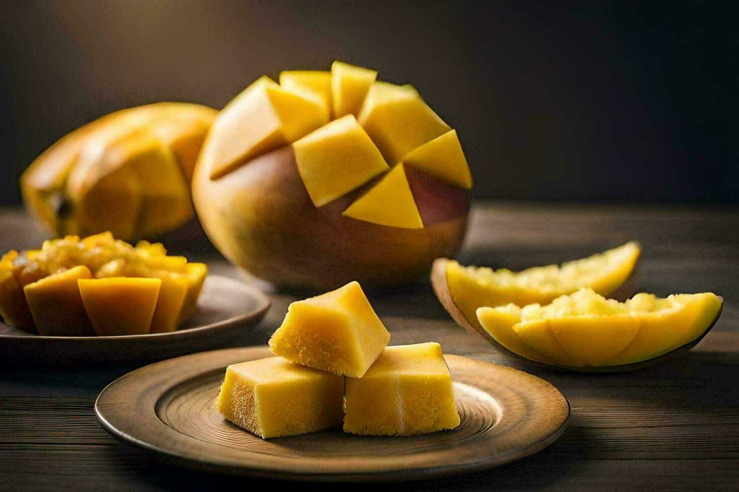 mango on a plate. AI-Generated photo