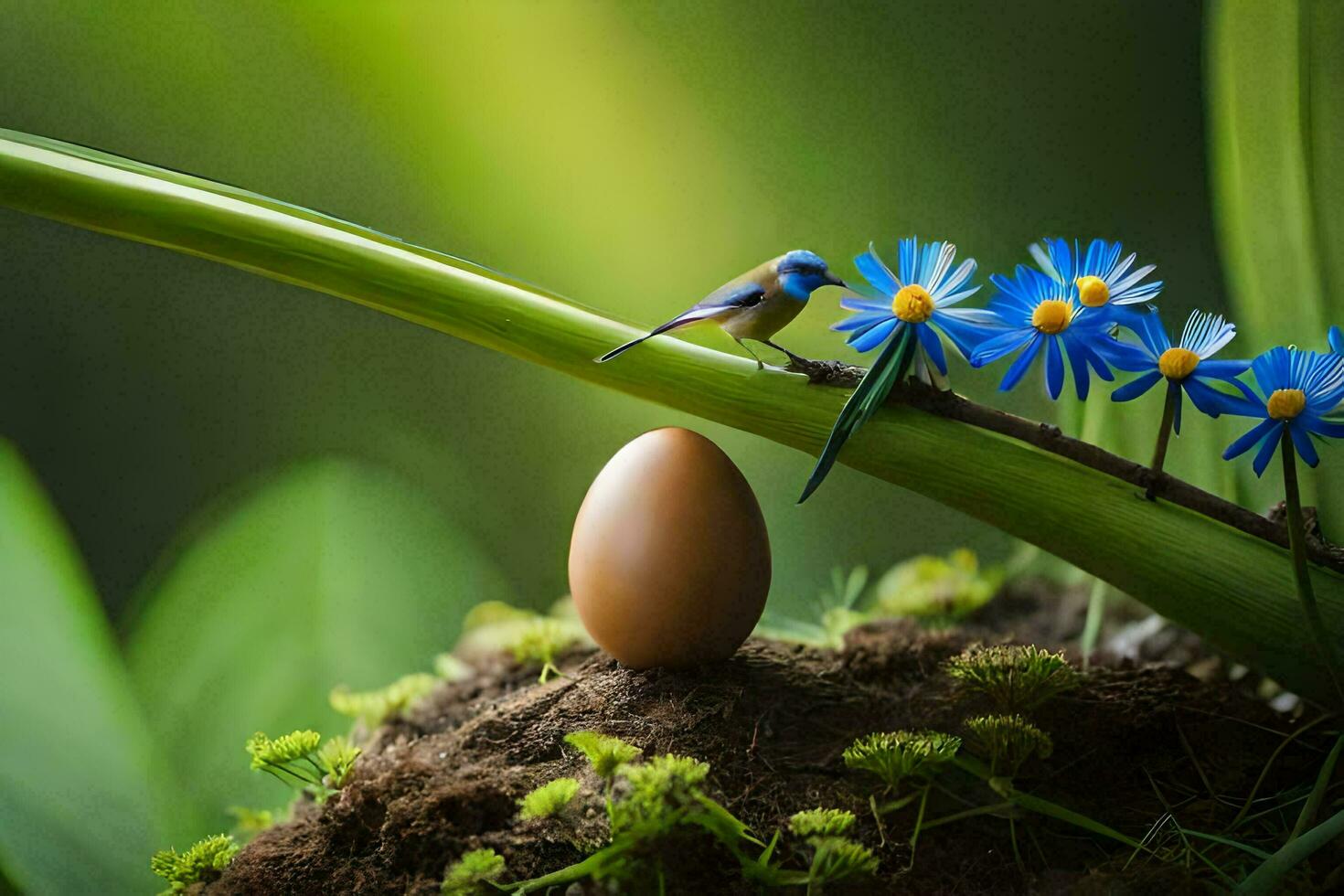 el pájaro es sentado en el huevo. generado por ai foto