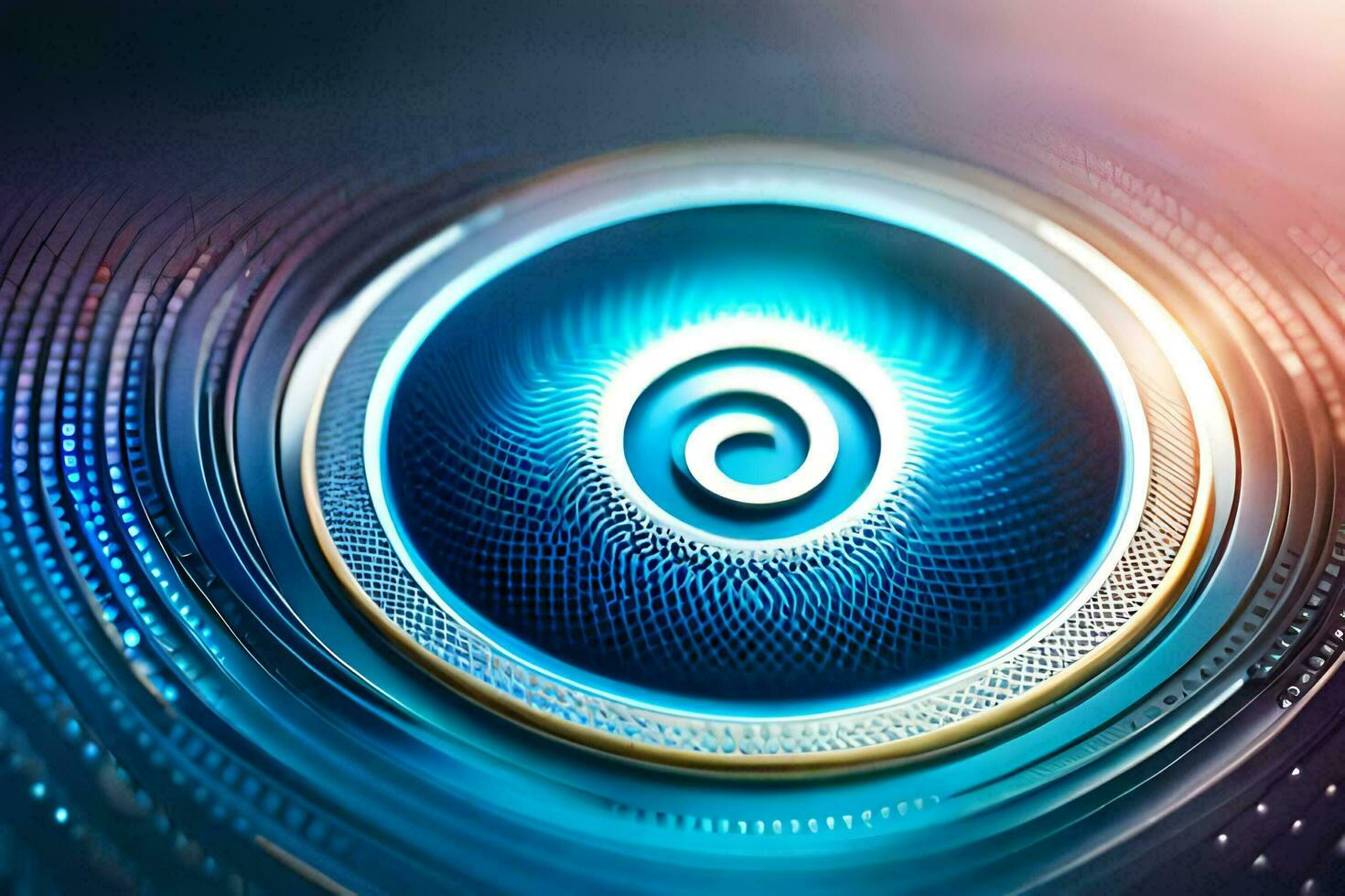 a blue and white circular object with a spiral design. AI-Generated photo