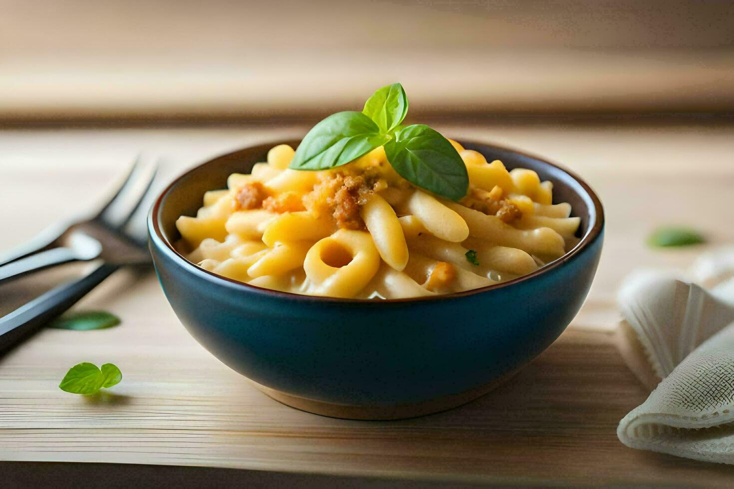 macaroni and cheese in a bowl. AI-Generated photo