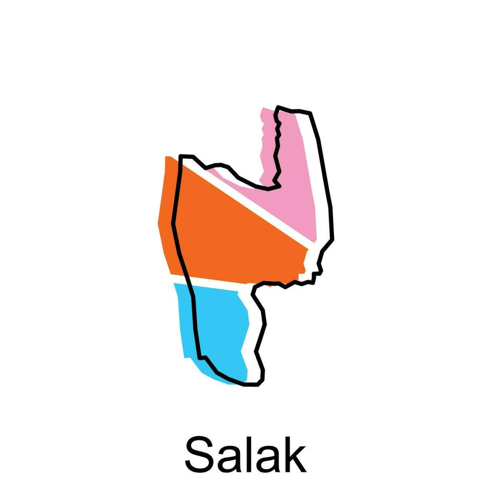 Map City of Salak. vector map of North Sumatra Province capital Country colorful design, illustration design template on white background