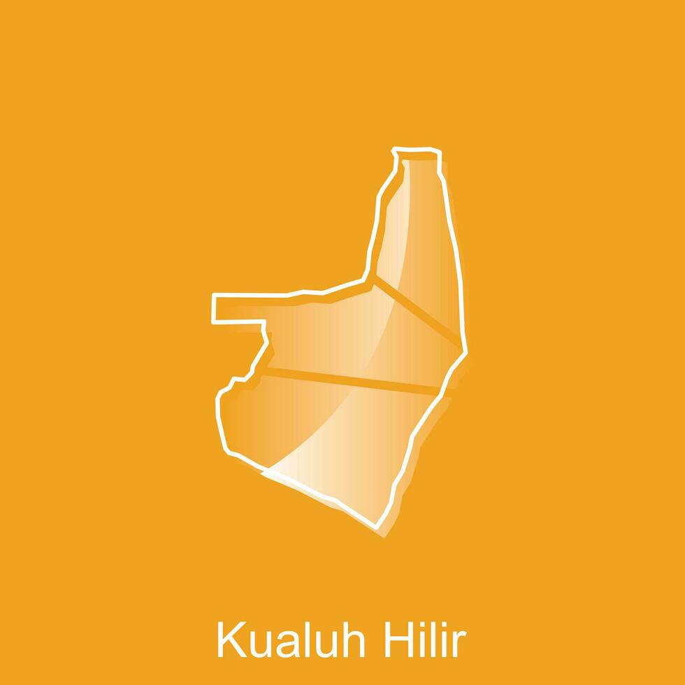 Map City of Kualuh Hilir. vector map of North Sumatra Province capital Country colorful design, illustration design template on white background