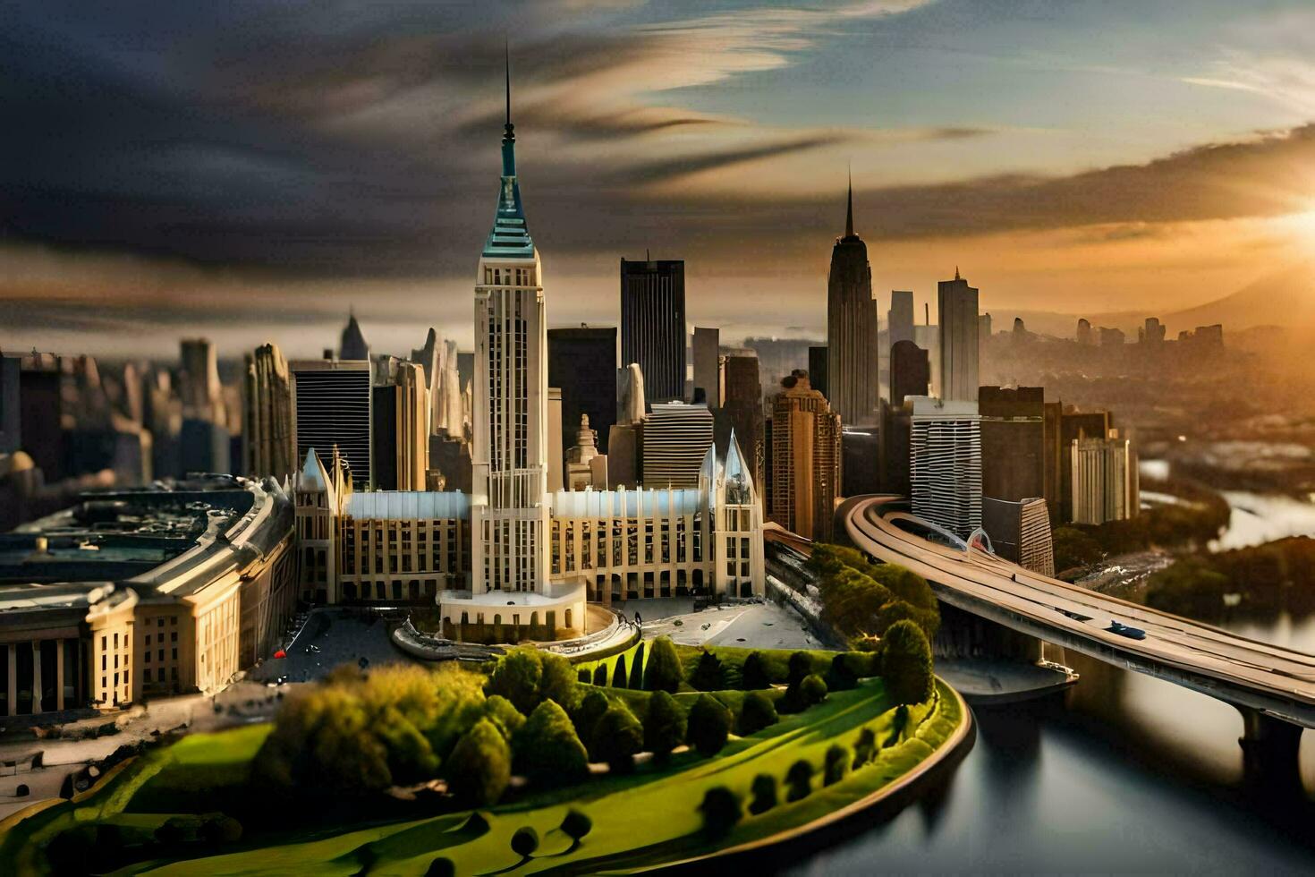 el Dom conjuntos terminado el ciudad horizonte en nuevo york generado por ai foto