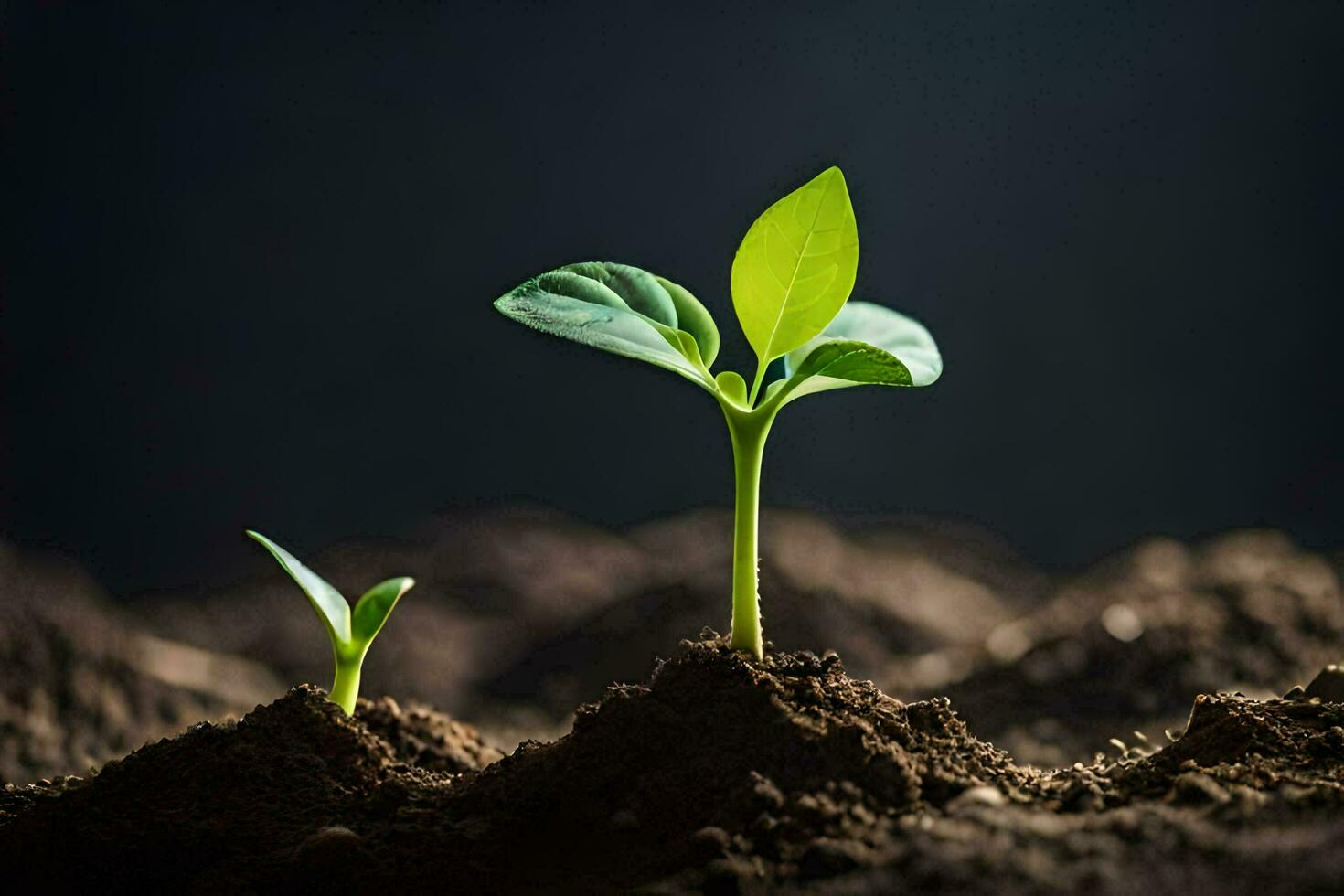 un joven planta brotante desde el suelo. generado por ai foto