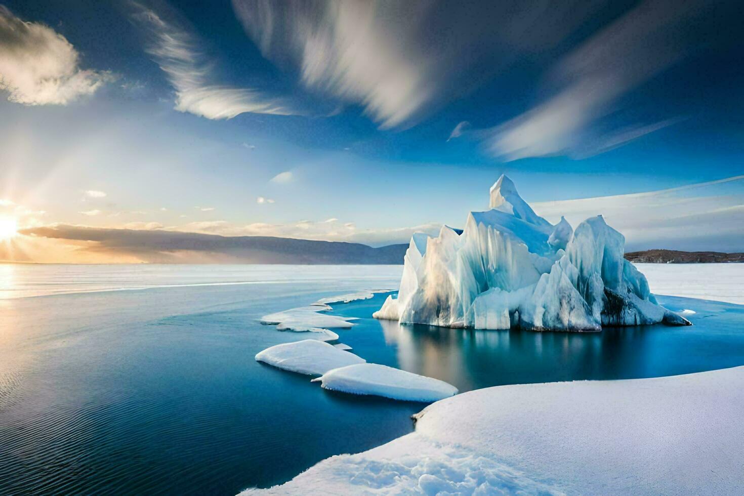 icebergs in the arctic. AI-Generated photo