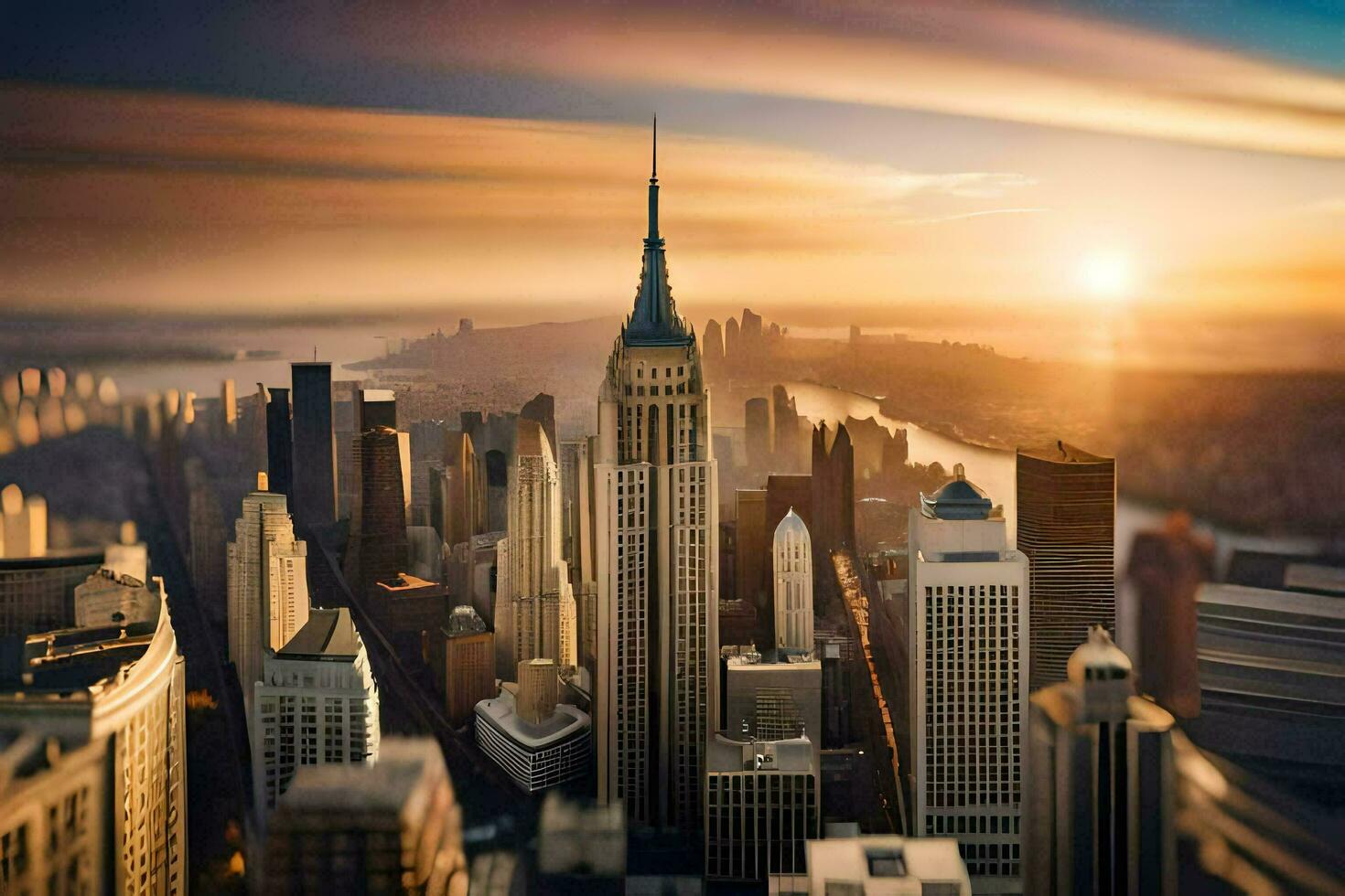 the empire state building is seen in the background. AI-Generated photo