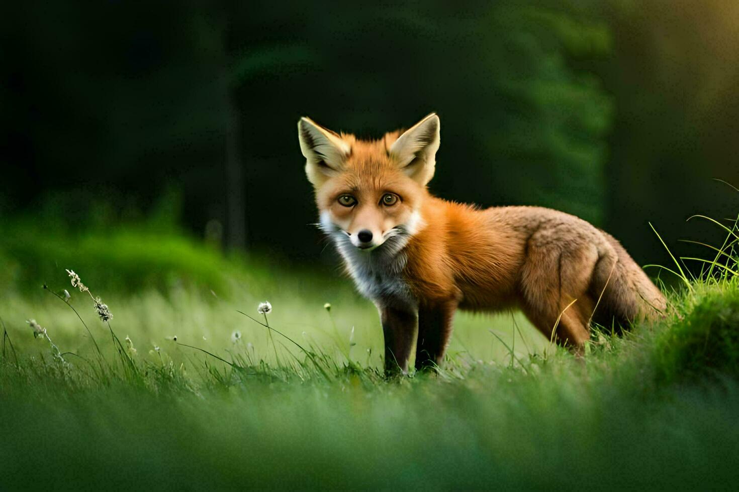 a fox standing in the grass. AI-Generated photo