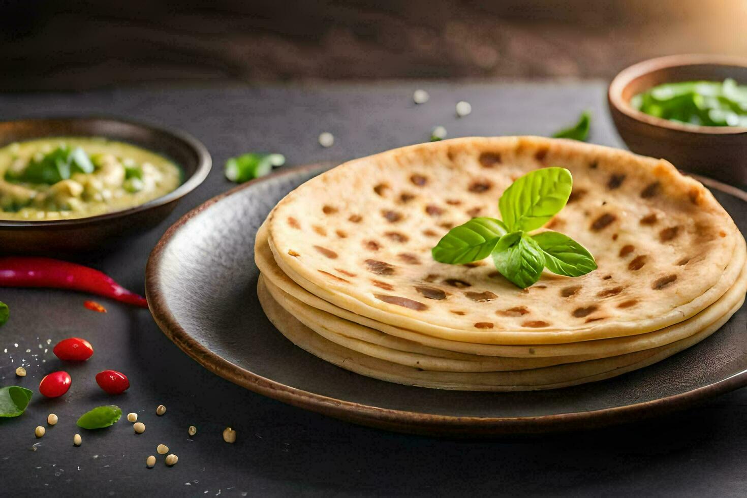 indian flatbreads are a staple in india's diet. AI-Generated photo
