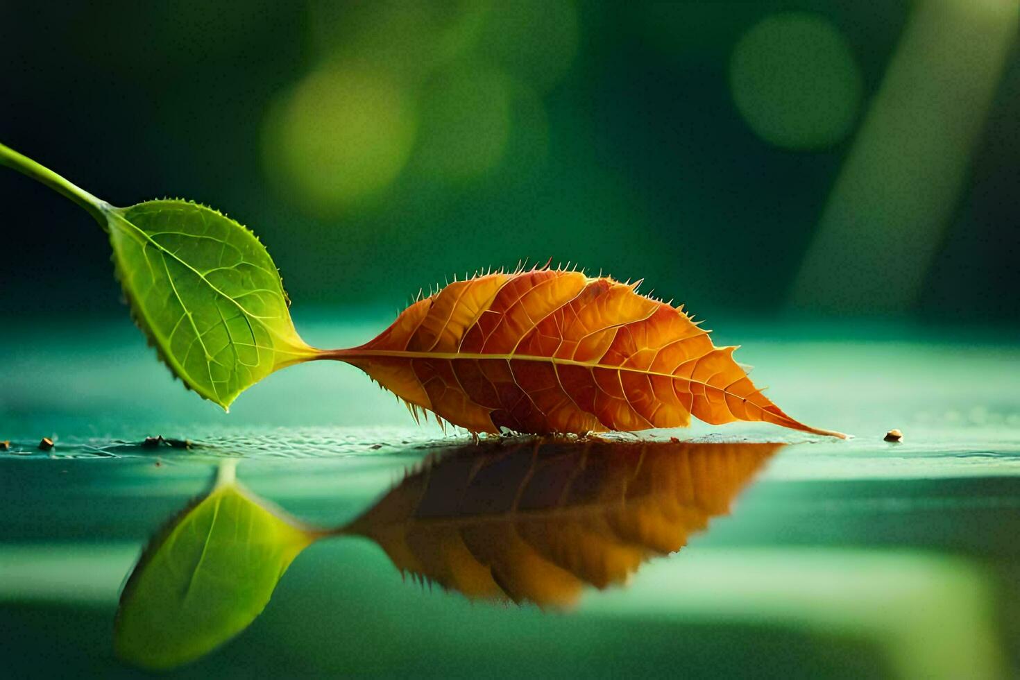photo wallpaper the sky, leaves, water, reflection, the green, the leaf, the green. AI-Generated