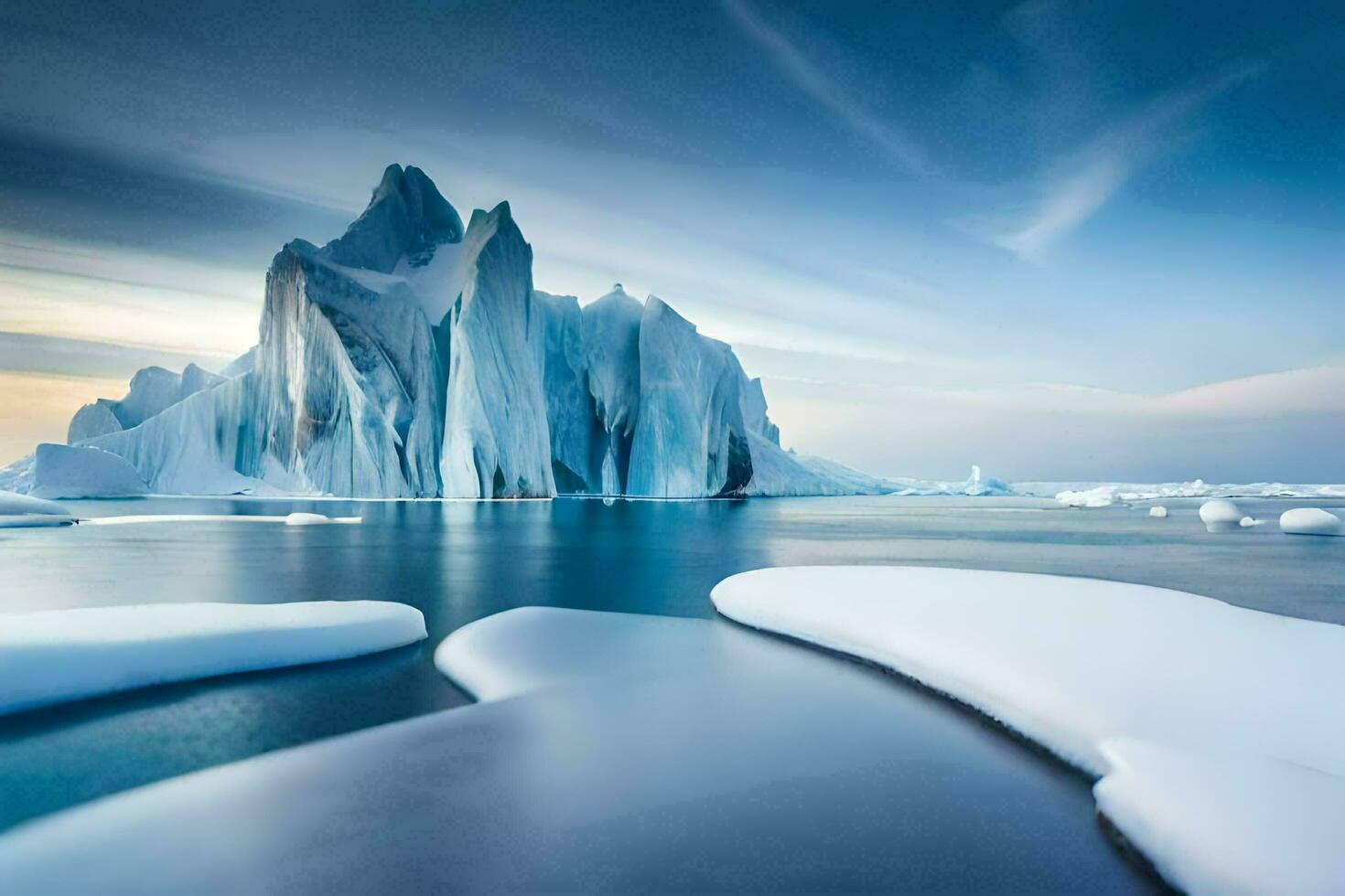 icebergs in the arctic ocean. AI-Generated photo
