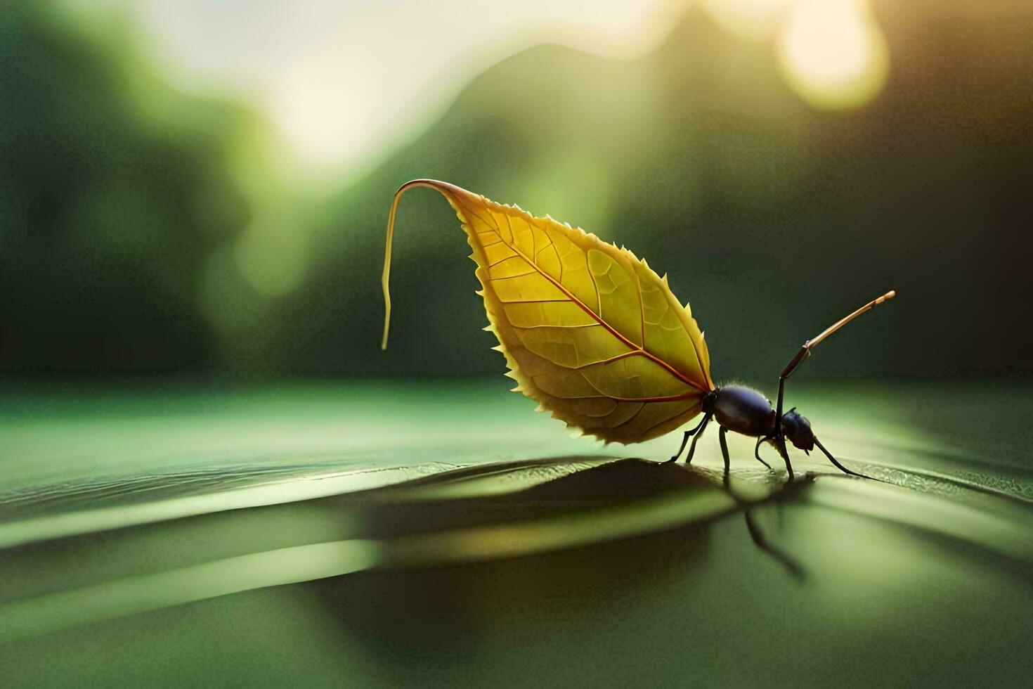 a bug on a leaf. AI-Generated photo
