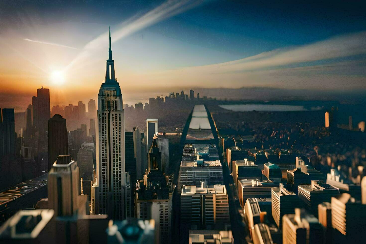 the empire state building is seen in the background. AI-Generated photo
