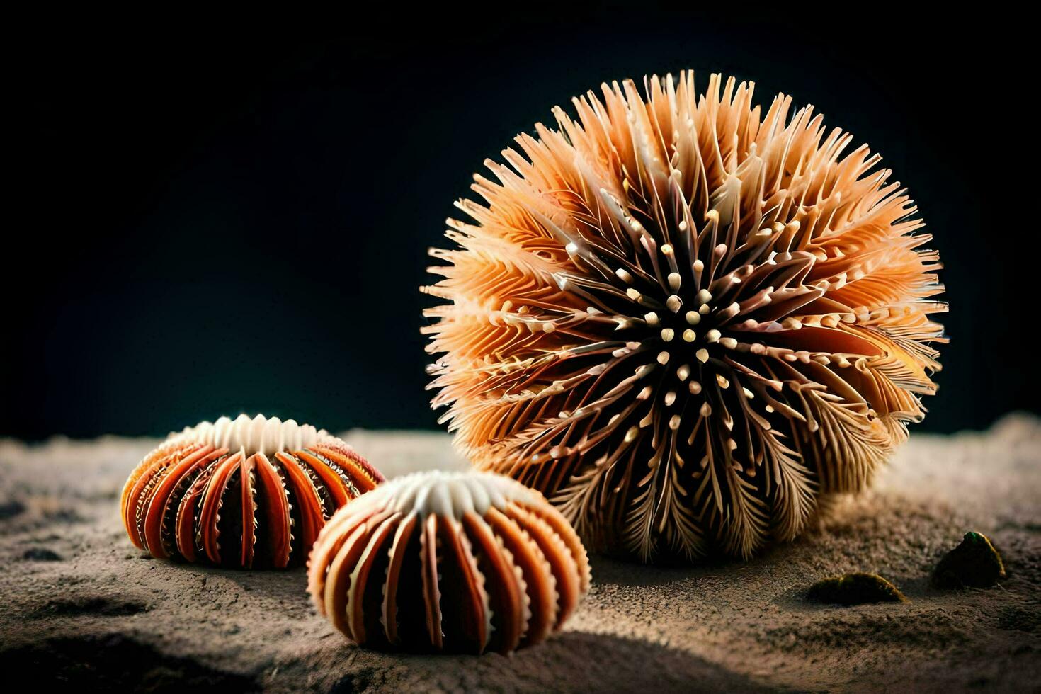 a close up of two spiky objects. AI-Generated photo