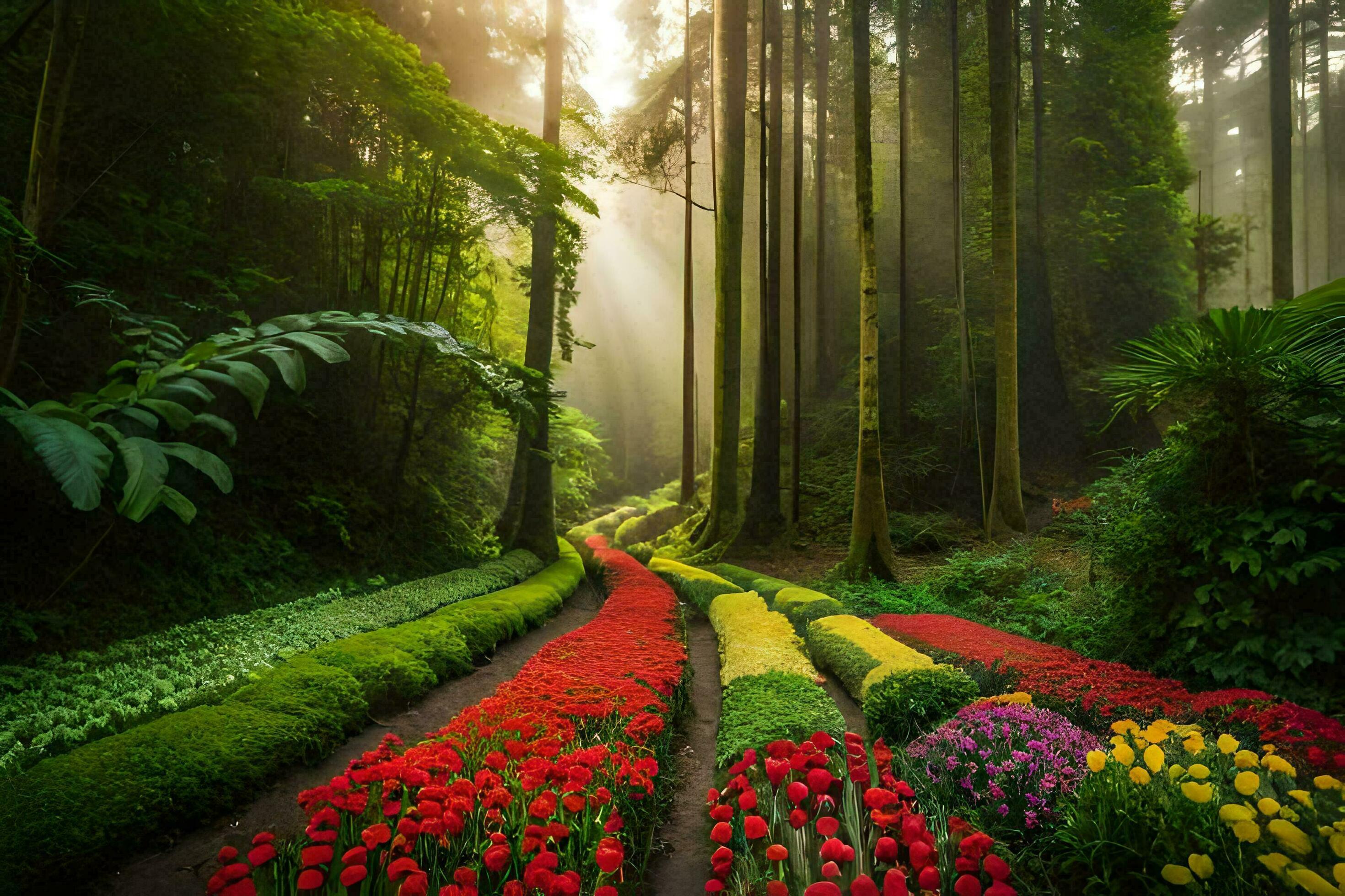 芸術写真 FLOWERS and TREES a-forest-with-many-colorful-