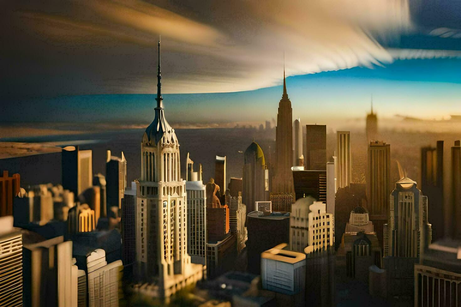 the city skyline is shown in this photo. AI-Generated photo