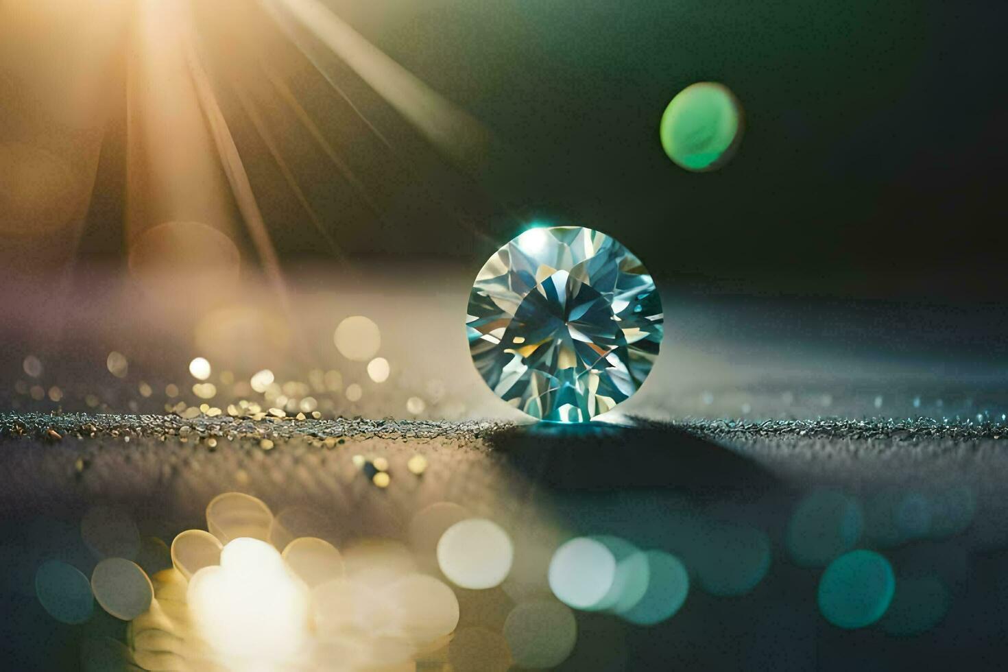 a diamond on a table with a light shining on it. AI-Generated photo