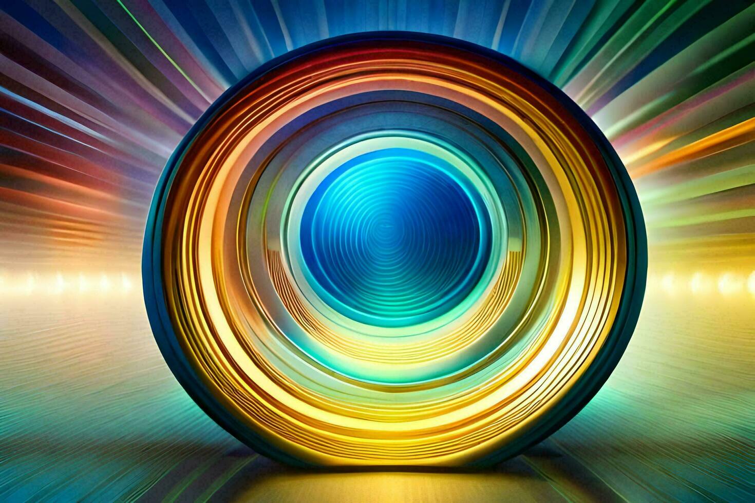 a colorful circular object with a bright light. AI-Generated photo