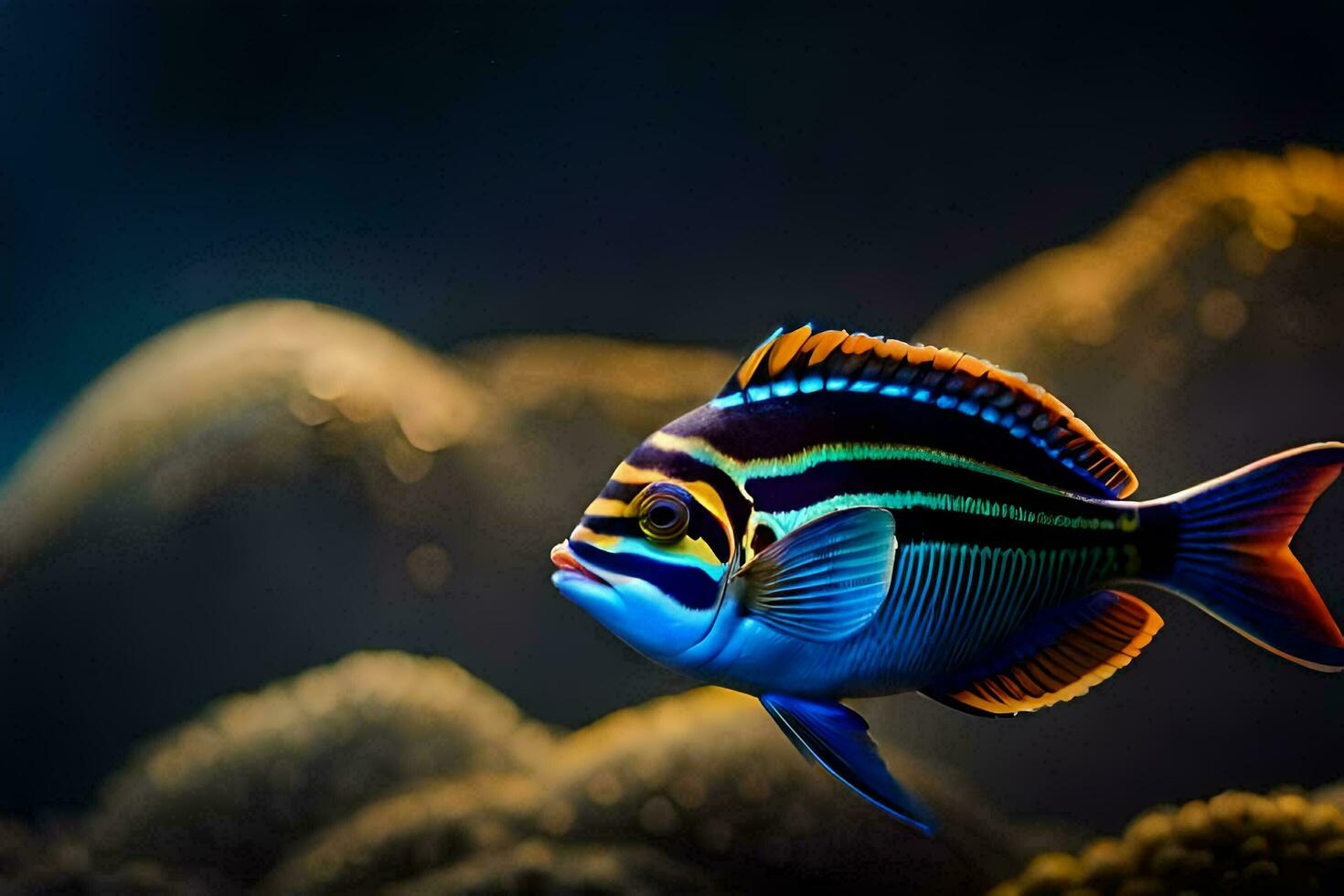 a colorful fish swimming in the ocean. AI-Generated photo
