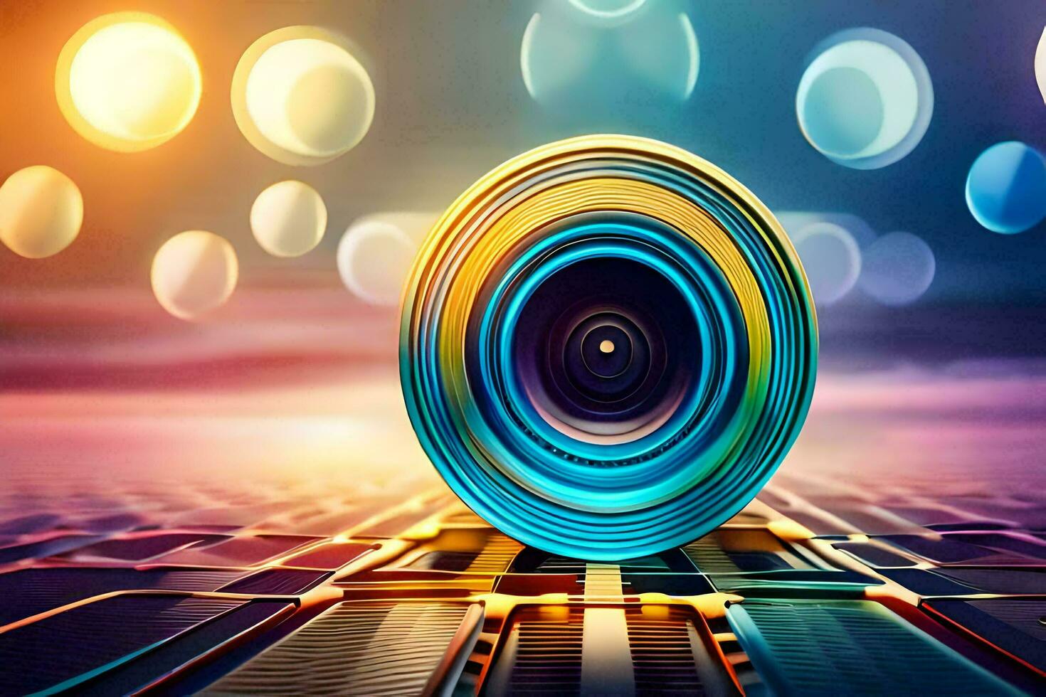 a camera lens on a computer motherboard. AI-Generated photo