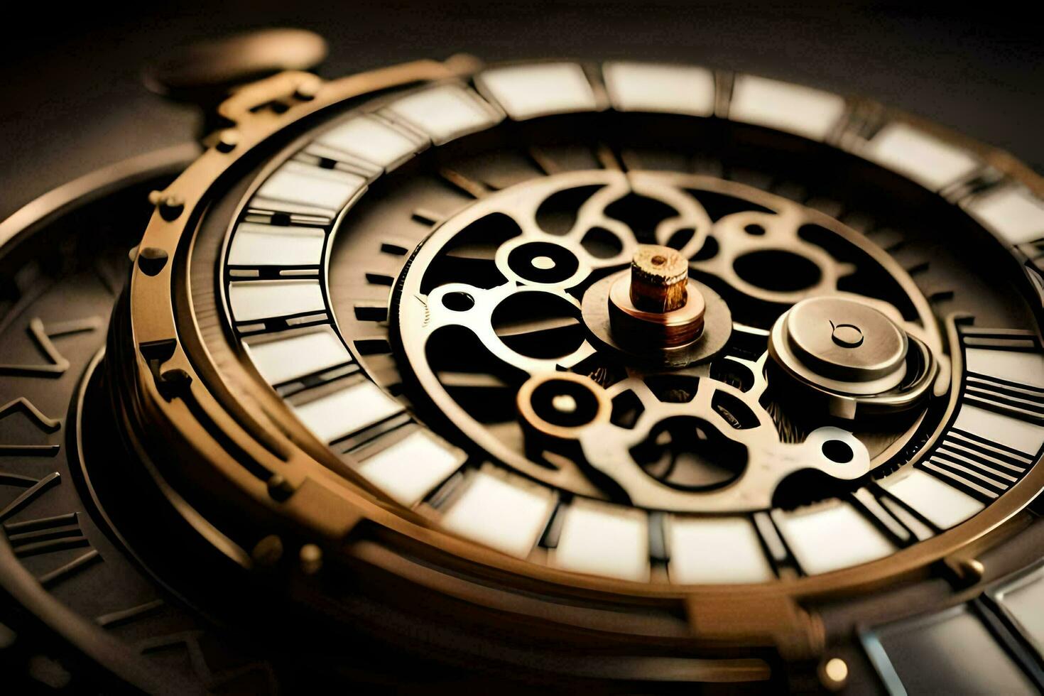 a close up of a gold and silver watch. AI-Generated photo